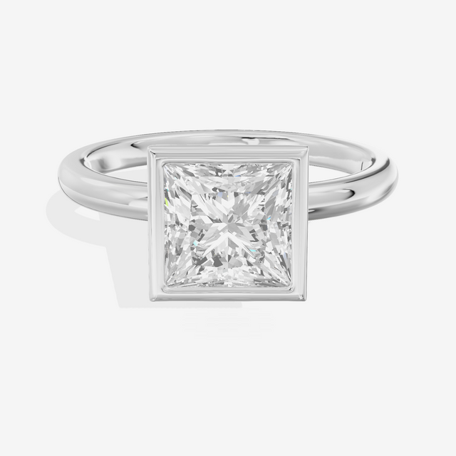 Tensare Bezel 2mm Princess Solitaire Engagement Ring in Platinum