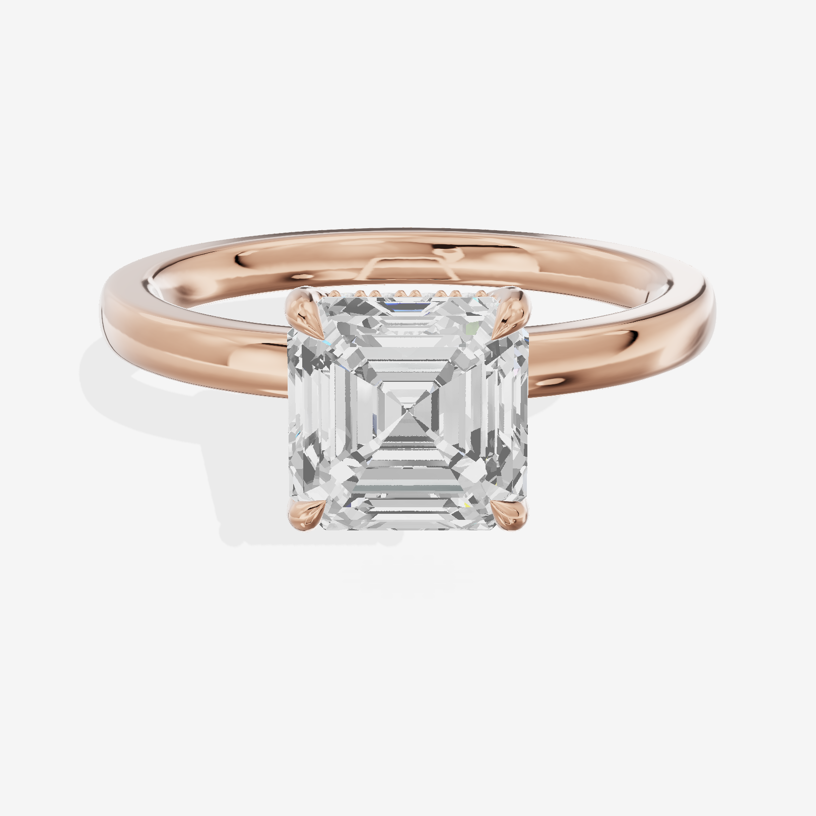 Grand Lumera Asscher Engagement Ring with Side Stones (3/4 ct. tw.) in 18K Rose Gold