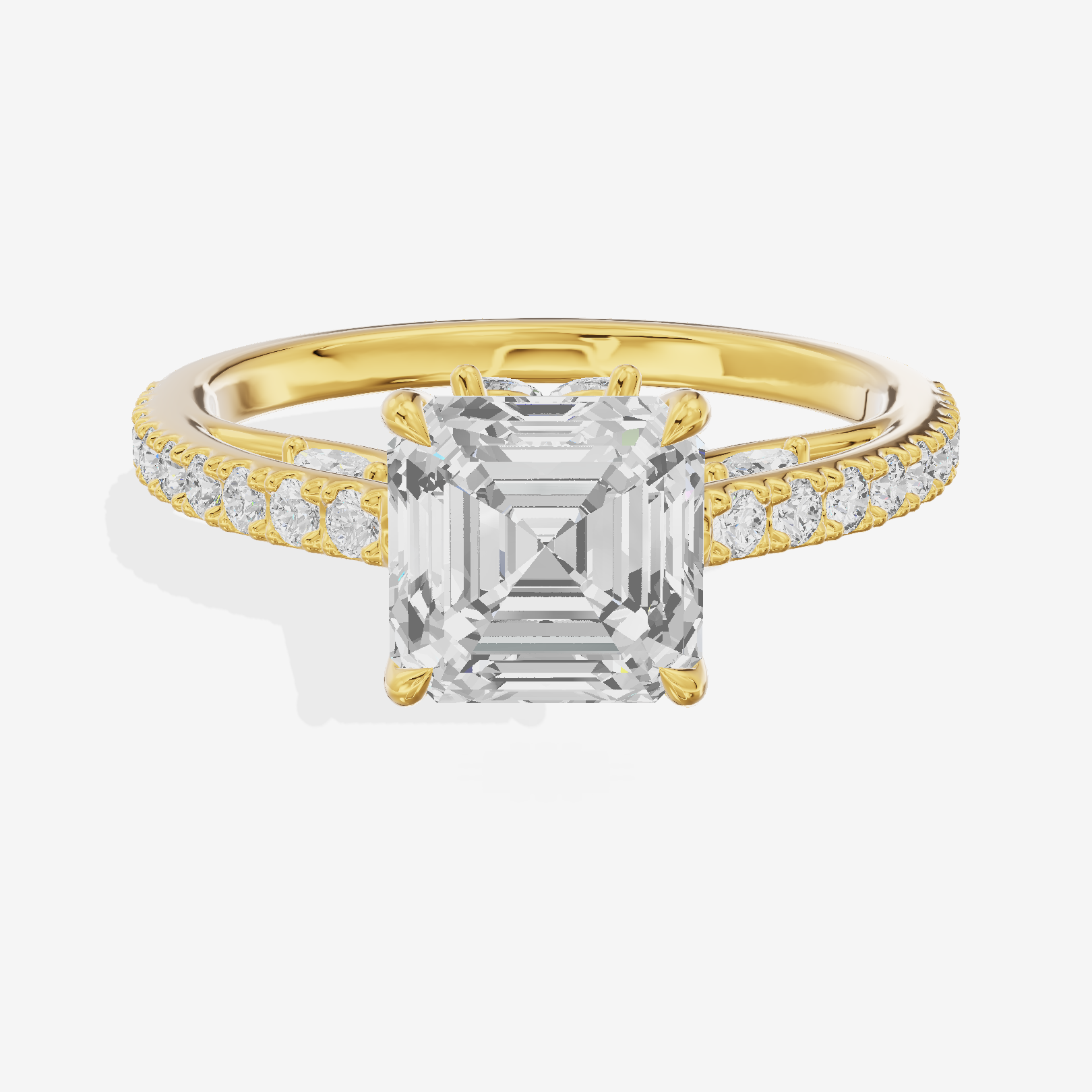 Twine Cathedral 1.8mm Asscher Solitaire Engagement Ring (1/2 ct. tw.) in 18K Yellow Gold