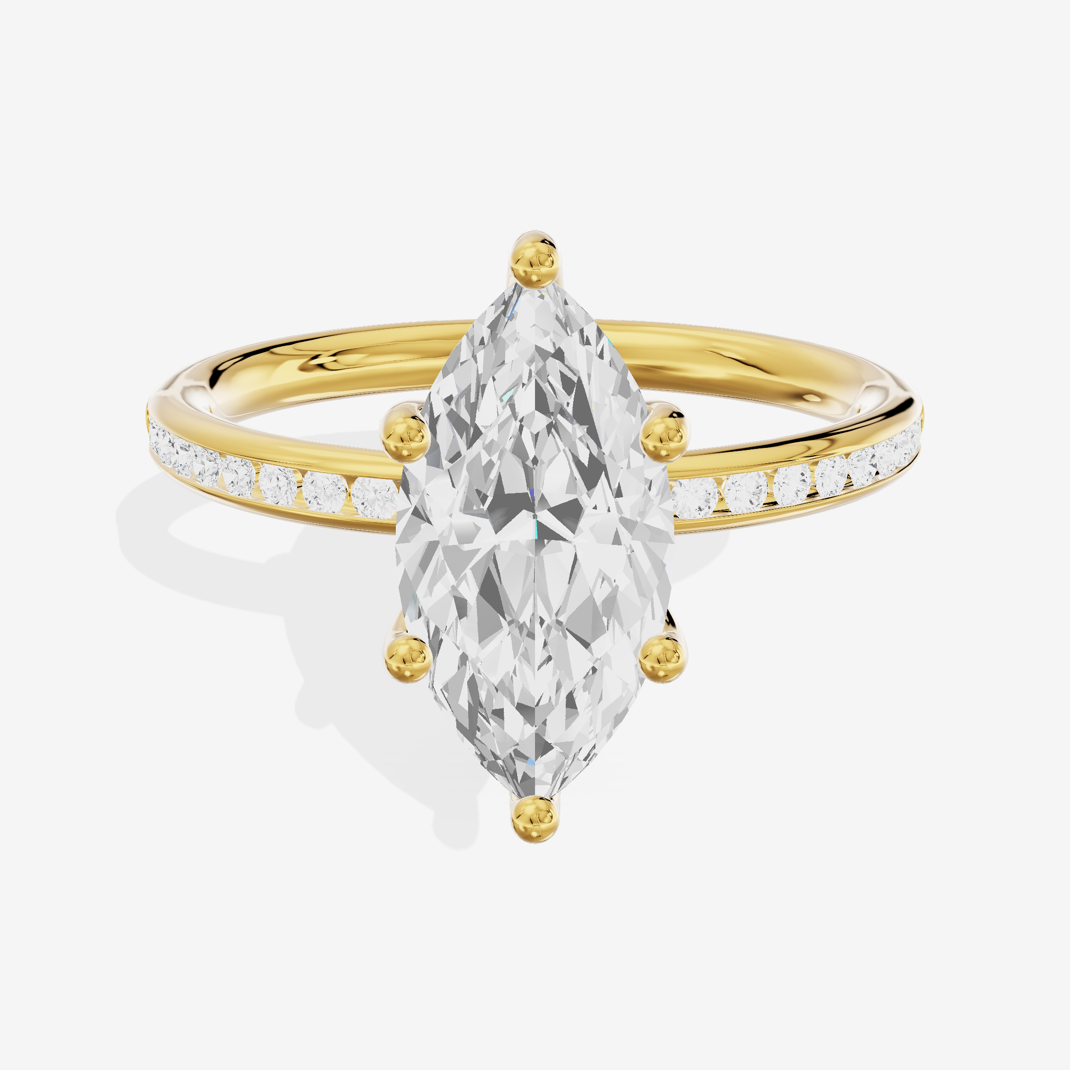 Classic Trellise Marquise Engagement Ring with Side Stones (1/8 ct. tw.) in 18K Yellow Gold