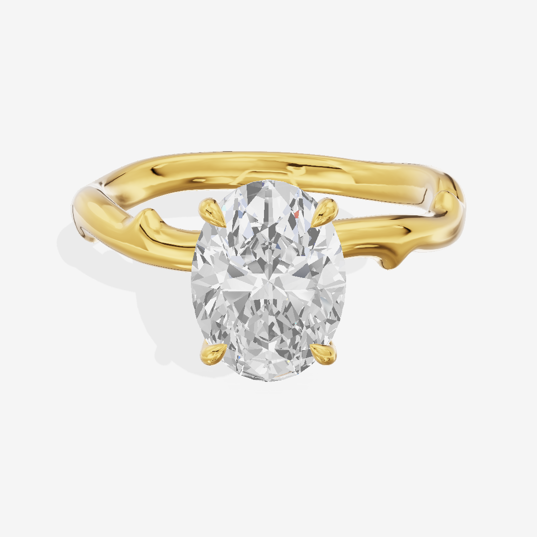 Grand Cherubine Oval Engagement Ring with Side Stones (1/4 ct. tw.) in 14K Yellow Gold