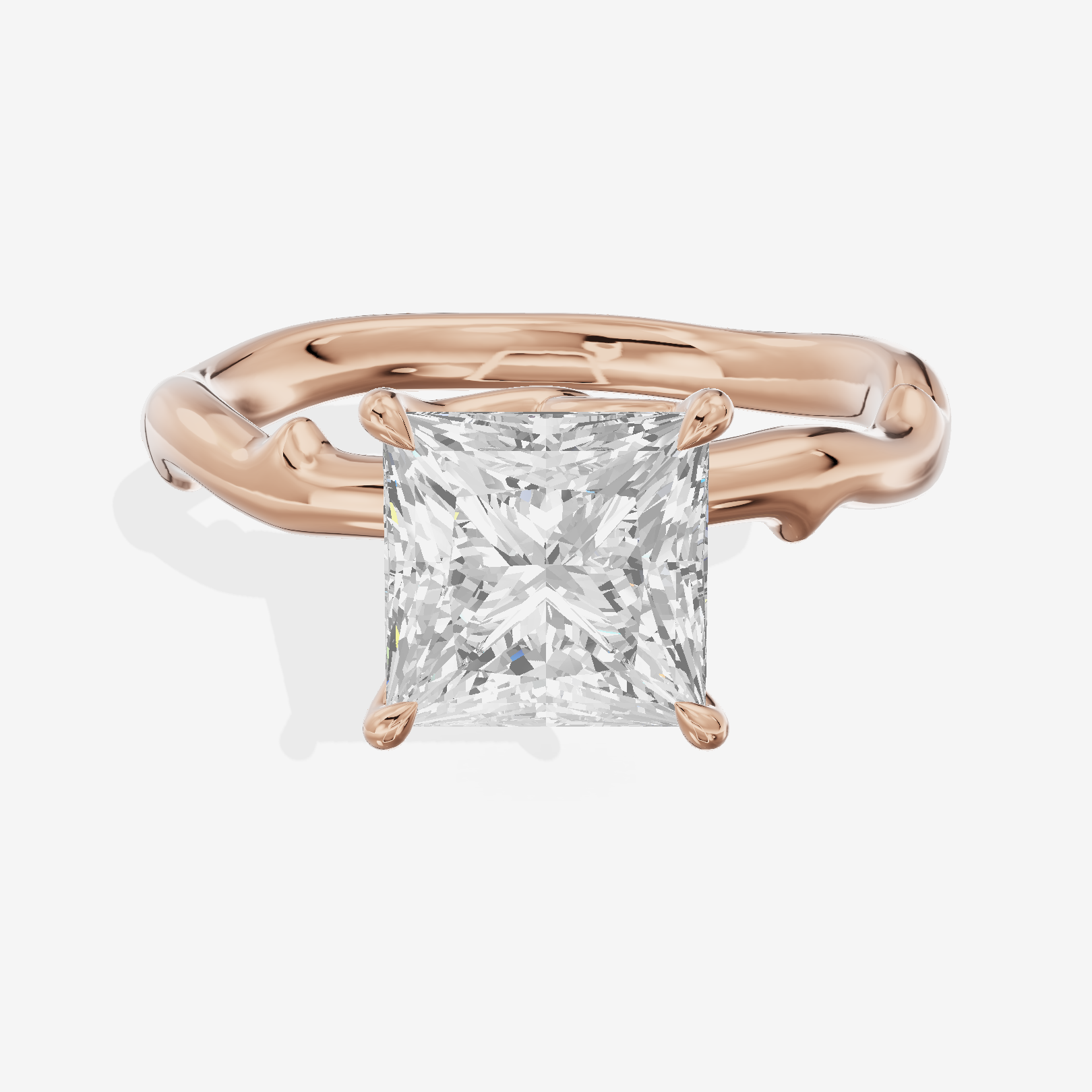 Vowsae Cathedral 2.2mm Princess Solitaire Engagement Ring in 18K Rose Gold