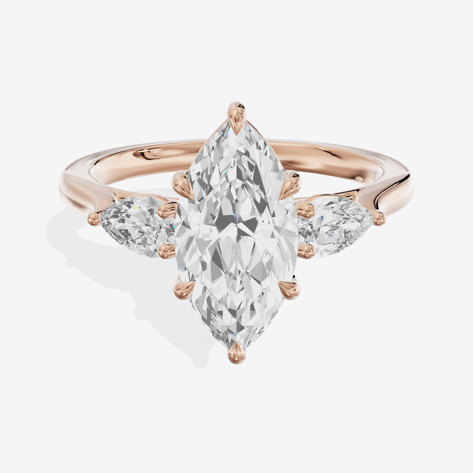 Classic Eversince Marquise Engagement Ring with Side Stones (2/5 ct. tw.) in 18K Rose Gold