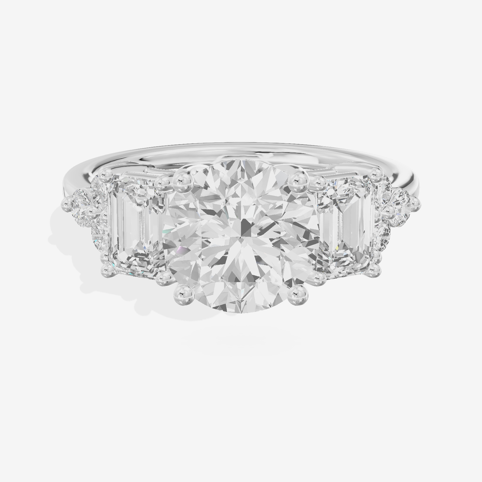 Tensare Round Engagement Ring with Side Stones (1 ct. tw.) in 18K White Gold