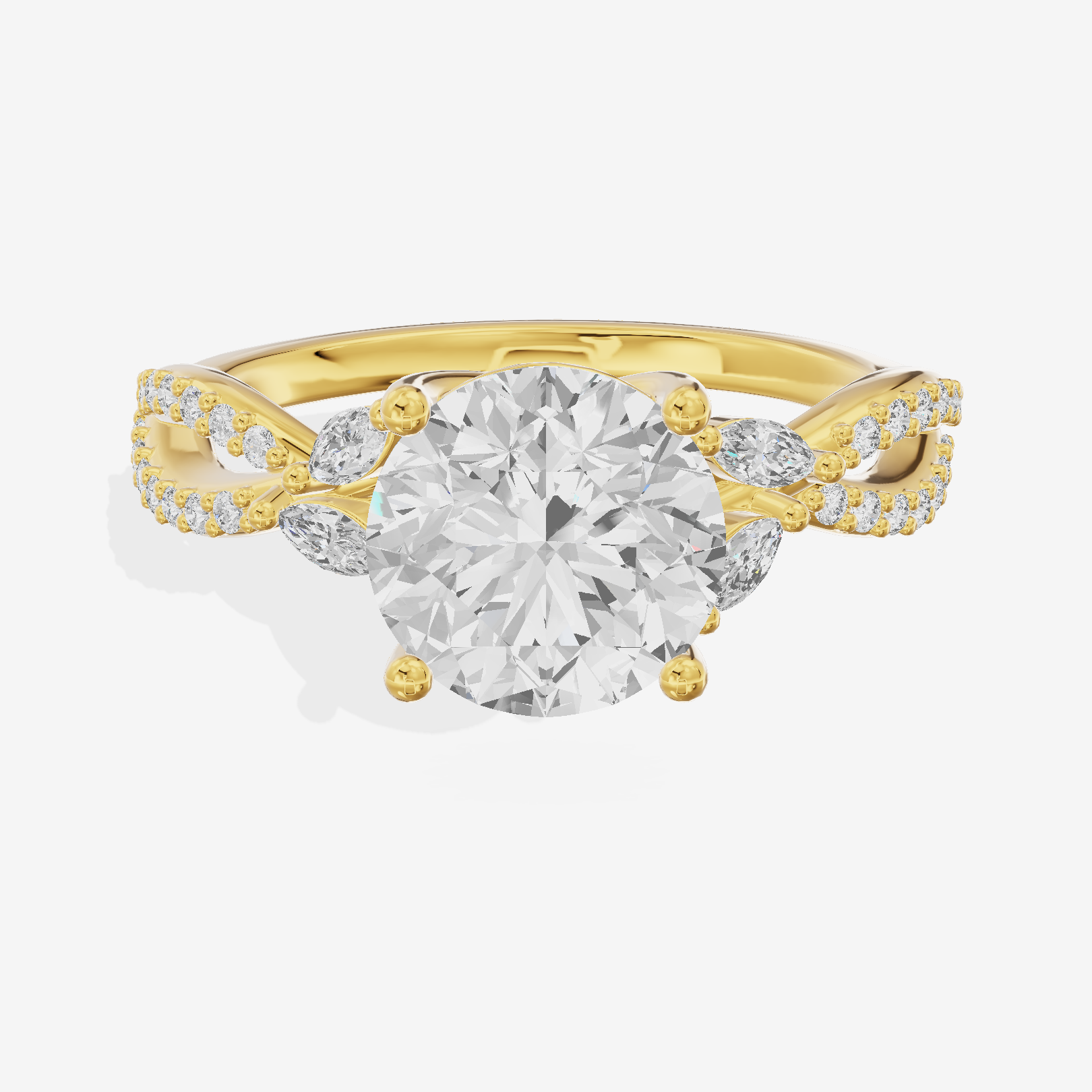 Luxe Lumera Round Engagement Ring with Side Stones (1/4 ct. tw.) in 18K Yellow Gold