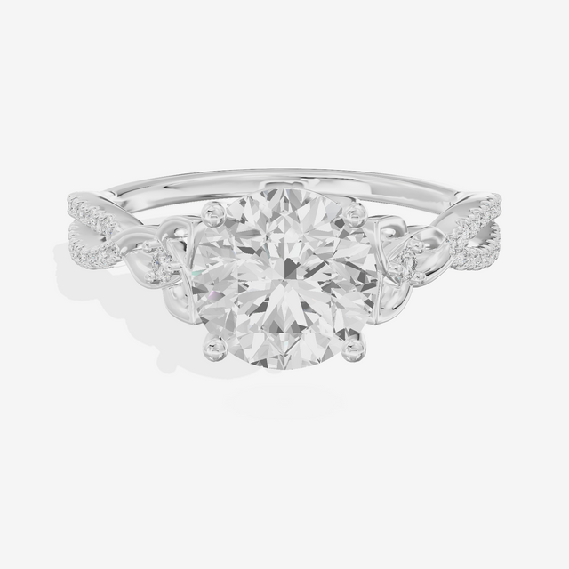 Luxe Sincere Round Engagement Ring with Side Stones (1/10 ct. tw.) in 18K White Gold