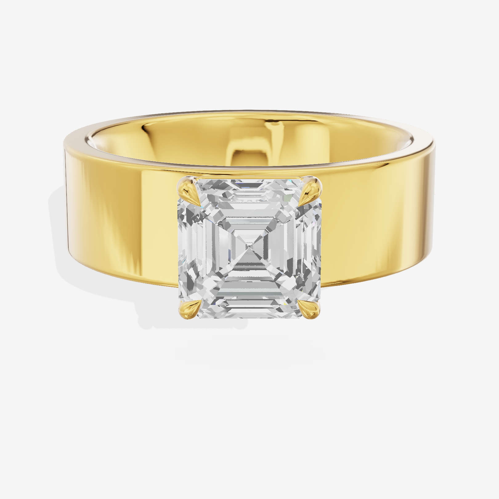 Aimora Solitaire 6mm Asscher Engagement Ring in 14K Yellow Gold