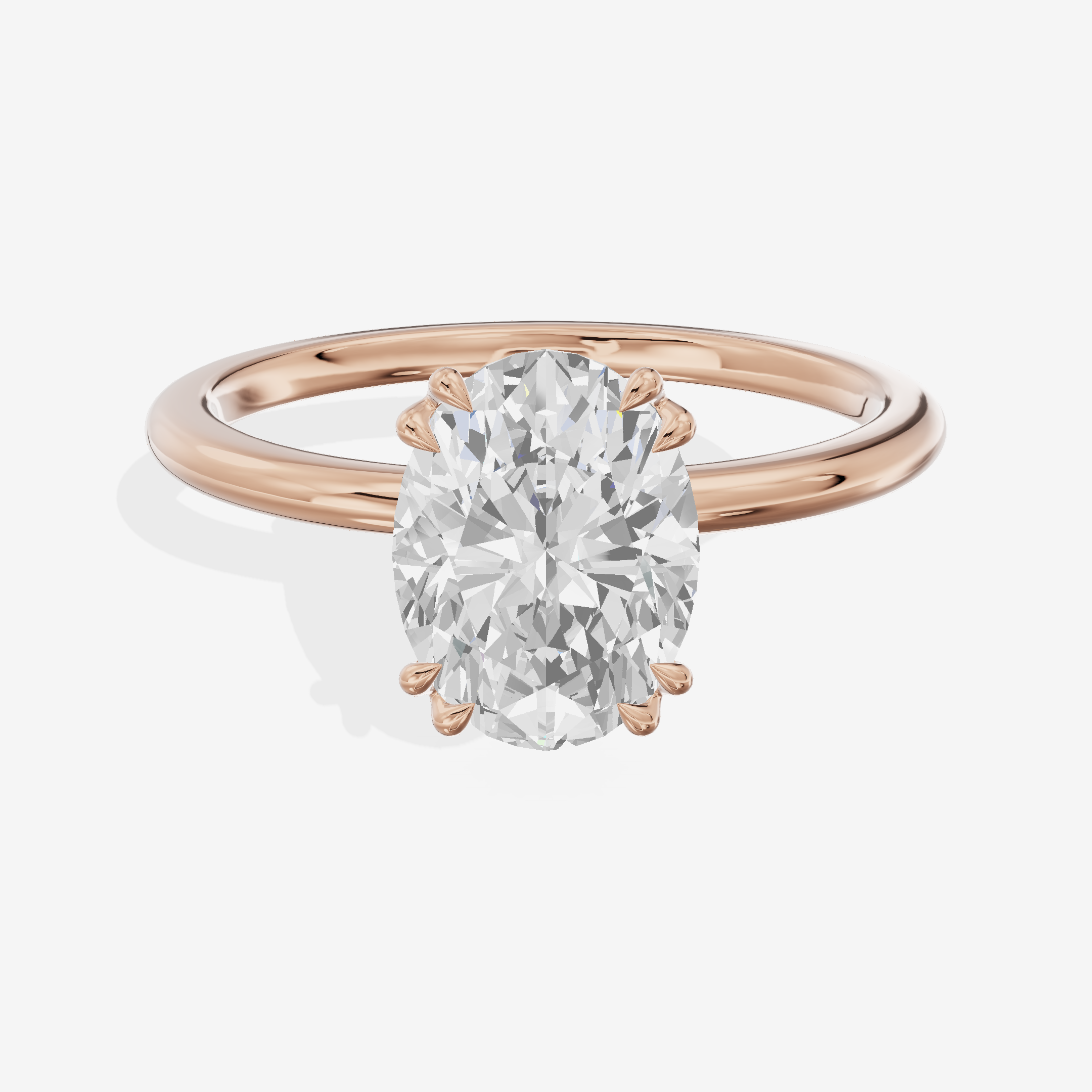 Promezza Solitaire 1.5mm Oval Engagement Ring in 14K Rose Gold