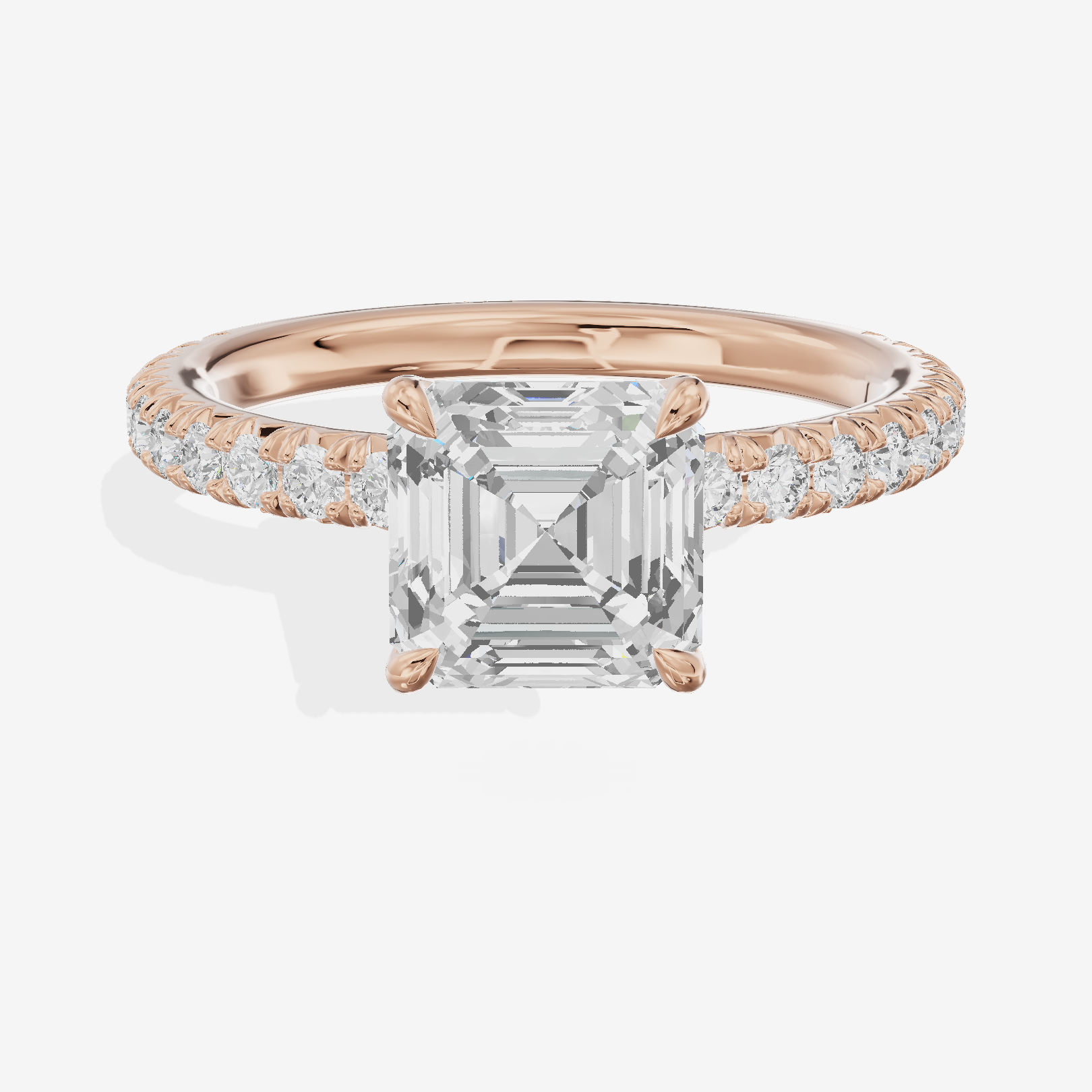Twined Maia Asscher Engagement Ring with Side Stones (1/2 ct. tw.) in 18K Rose Gold