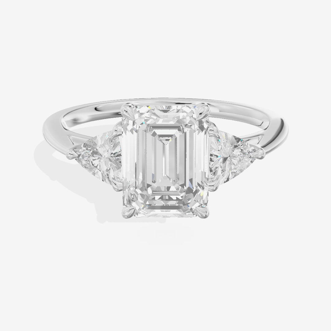 Luxe Coeurine Three Stone Emerald Engagement Ring (1/2 ct. tw.) in Platinum
