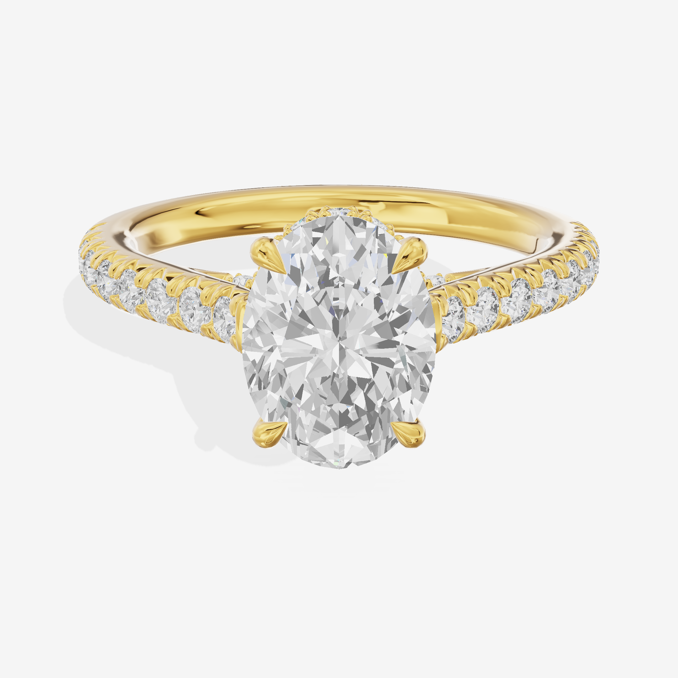 Modern Linger Oval Engagement Ring with Side Stones (3/4 ct. tw.) in 14K Yellow Gold