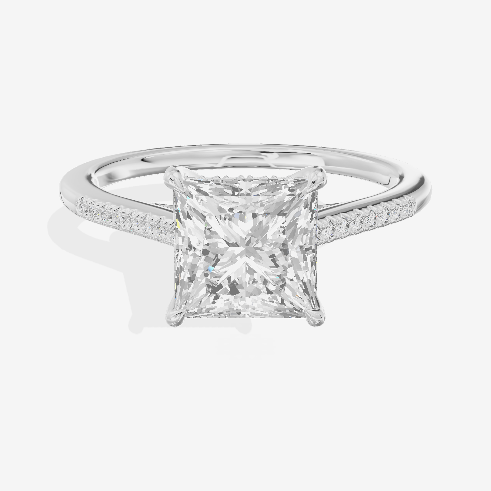 Twine Princess Engagement Ring with Side Stones (7/8 ct. tw.) in 14K White Gold