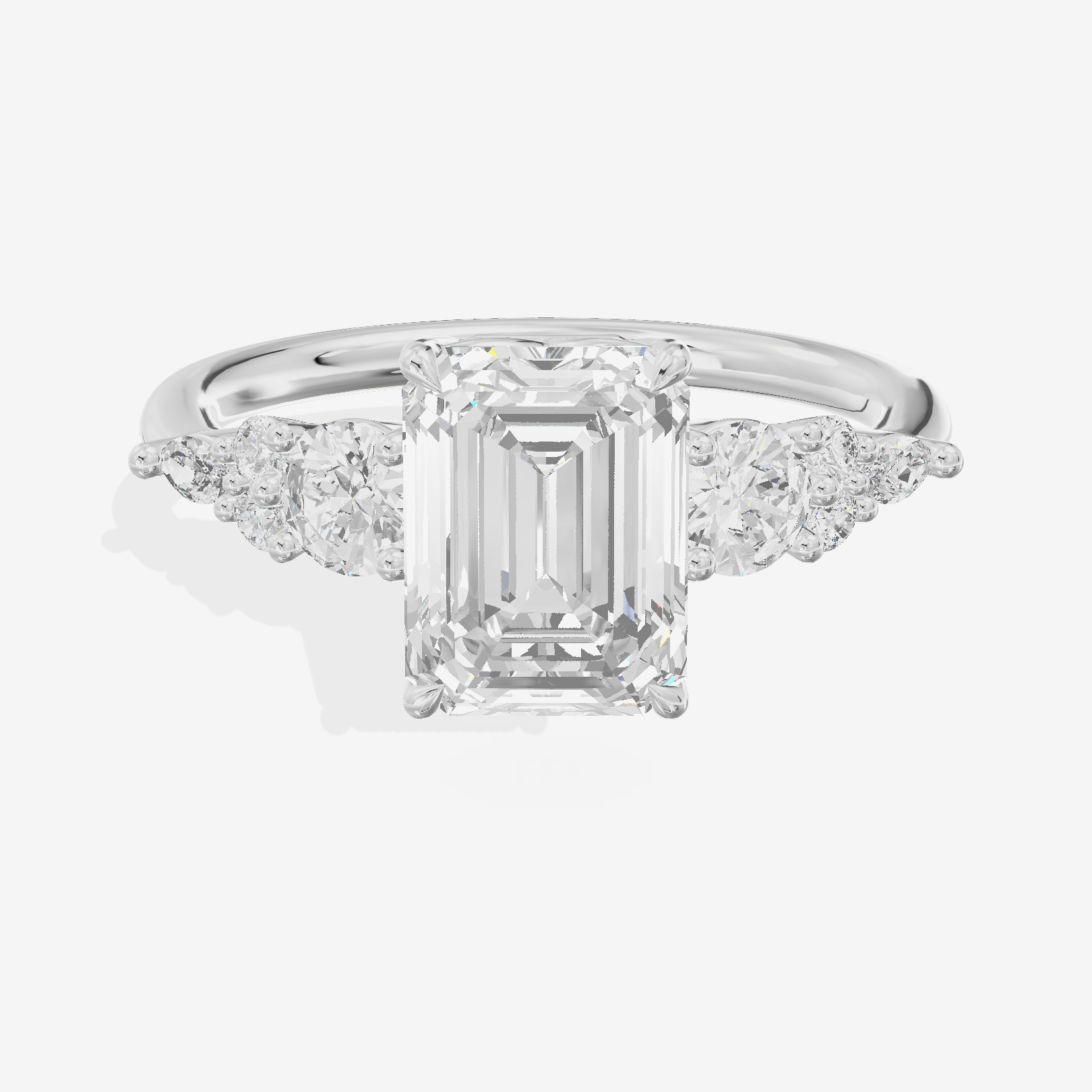 Triade Eternity Emerald Three Stone Engagement Ring (2/5 ct. tw.) in 18K White Gold