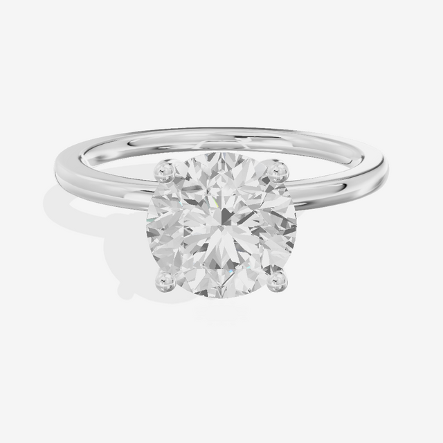 Vowsae Hidden Halo Round Engagement Ring (1/20 ct. tw.) in 18K White Gold