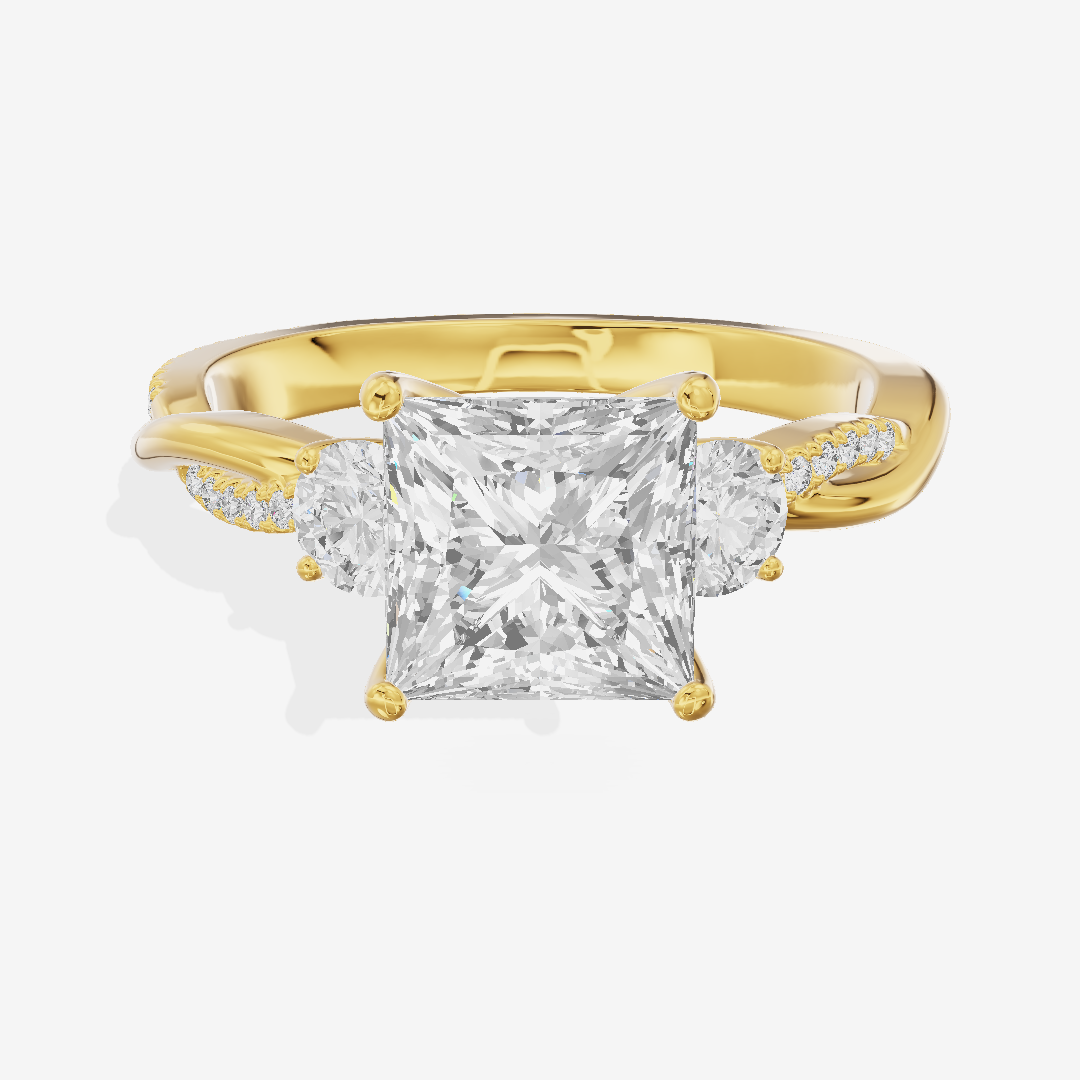 Petite Promezza Three Stone Princess Engagement Ring (2/5 ct. tw.) in 14K Yellow Gold