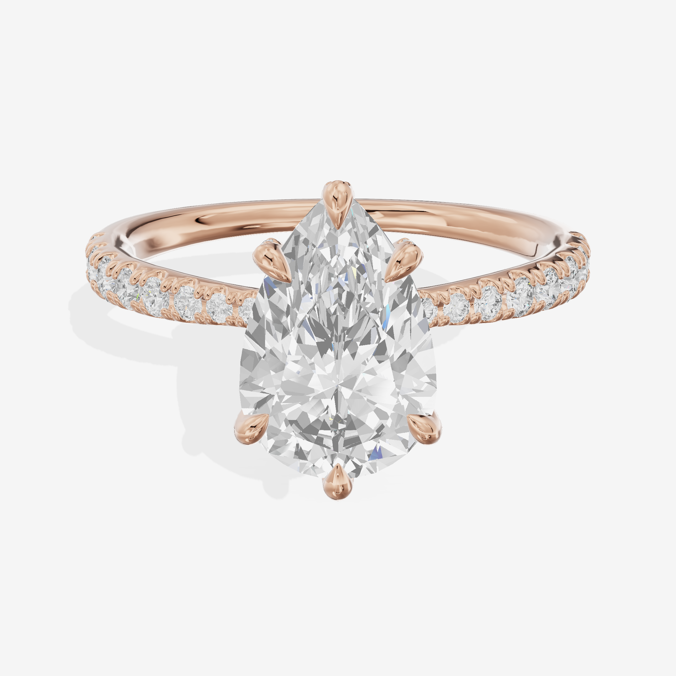 Lumera Pear Engagement Ring with Side Stones (1/3 ct. tw.) in 18K Rose Gold