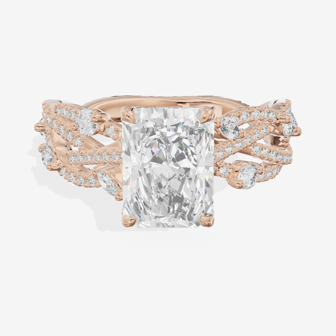 Grand Eversince Radiant Engagement Ring with Side Stones (3/5 ct. tw.) in 18K Rose Gold