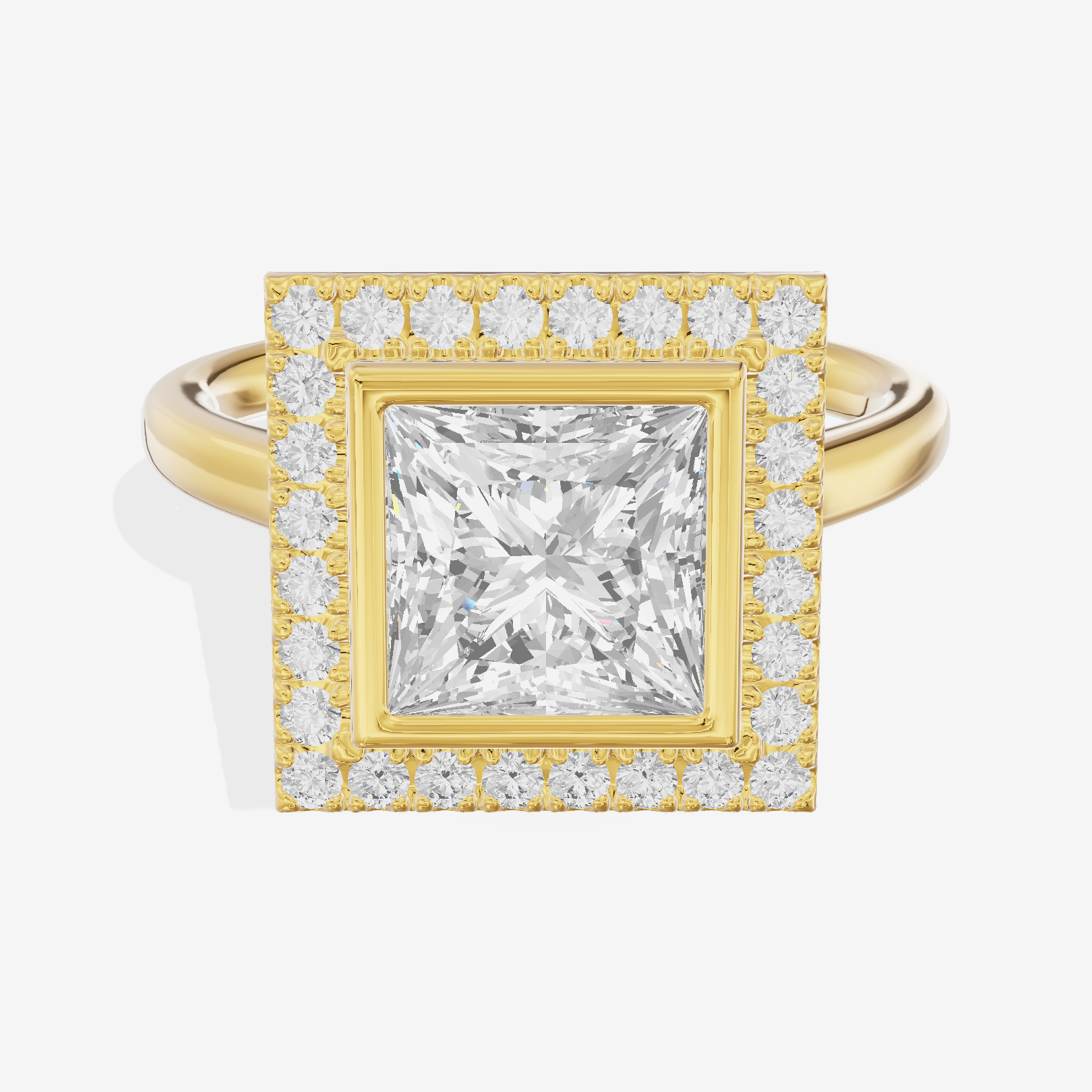 Trellise Halo Princess Engagement Ring (1/4 ct. tw.) in 18K Yellow Gold