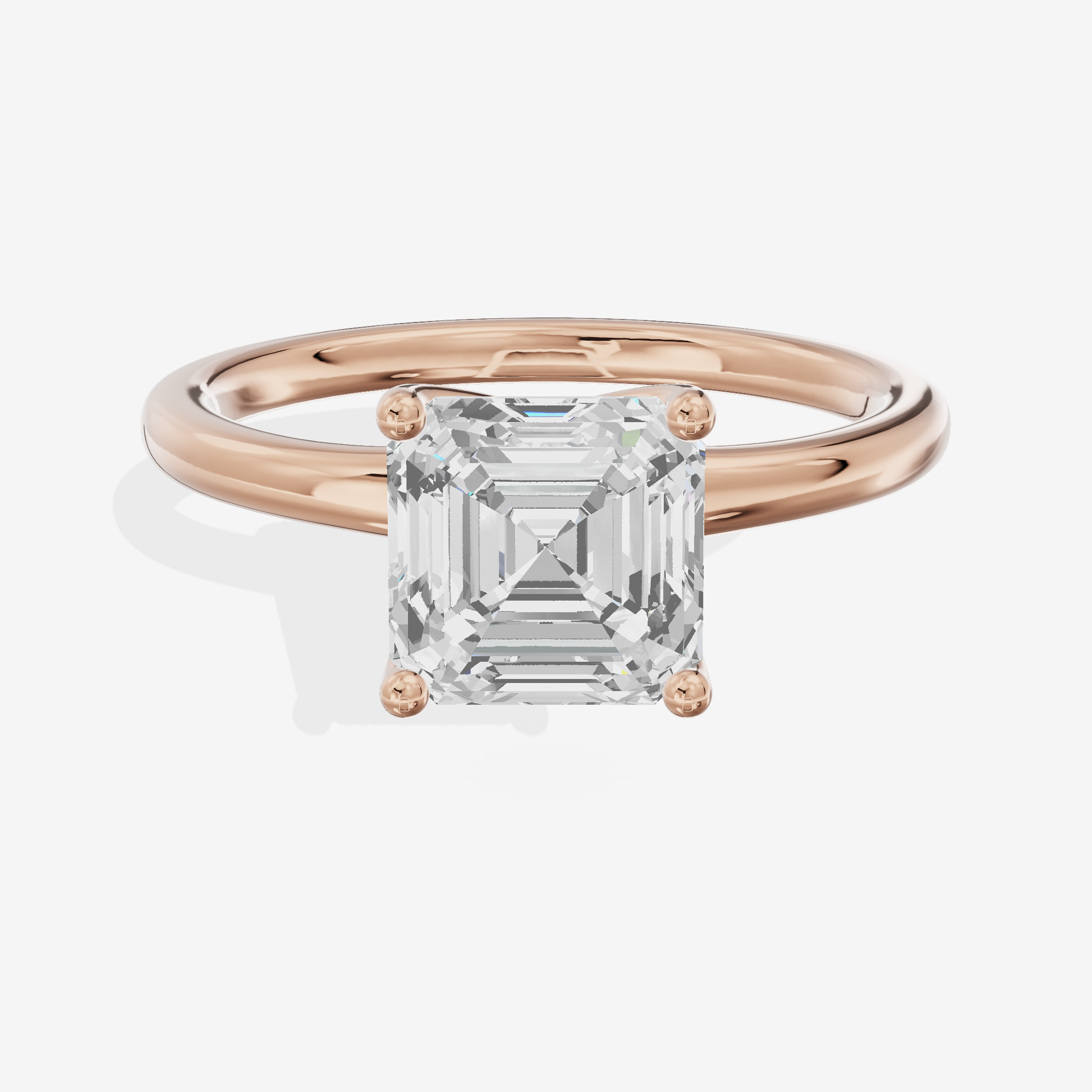 Linger 1.8mm Asscher Solitaire Engagement Ring in 18K Rose Gold