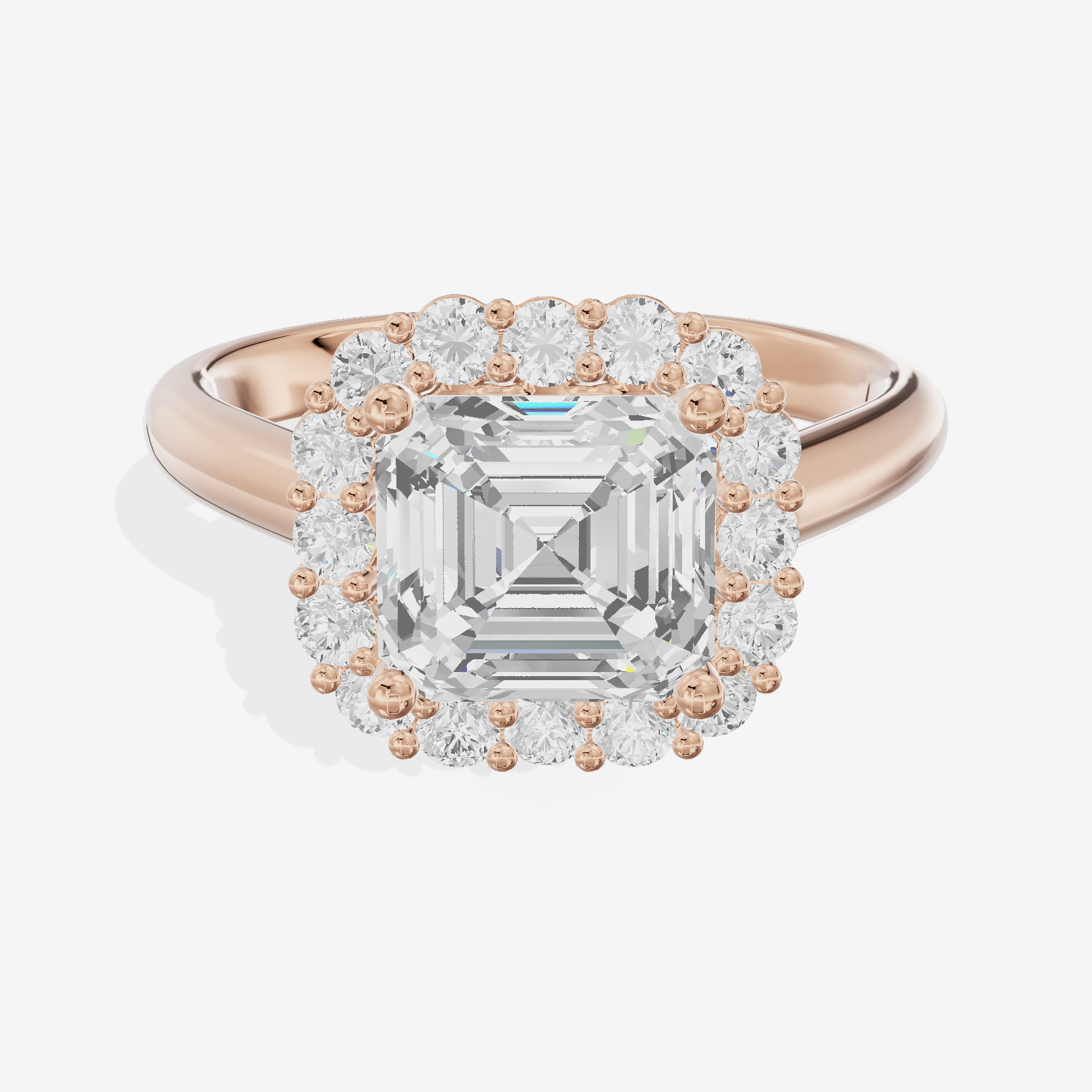 Liviana Asscher Halo Engagement Ring (2/5 ct. tw.) in 18K Rose Gold