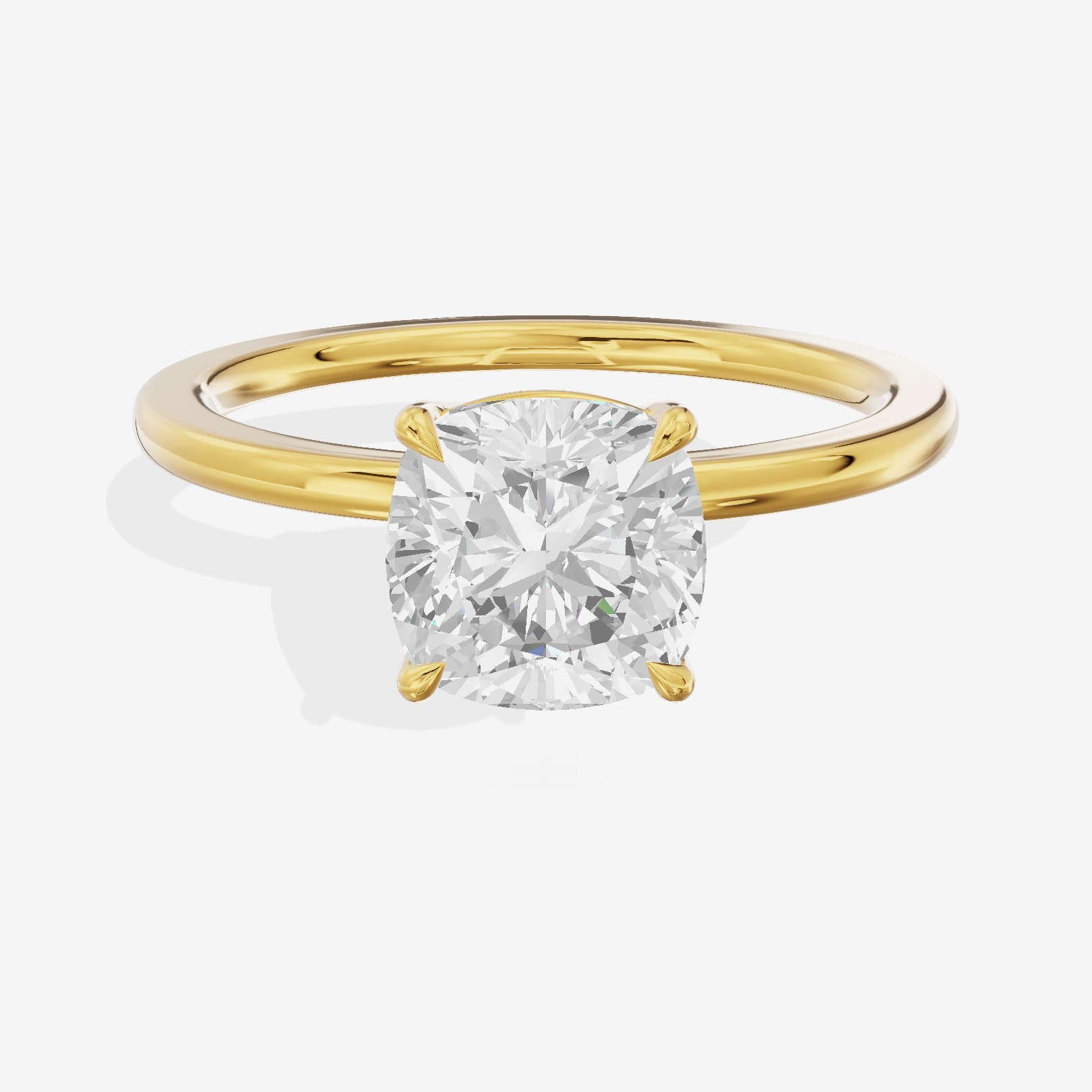 Charmae Ring 1.4mm Cushion Solitaire Engagement Ring in 14K Yellow Gold