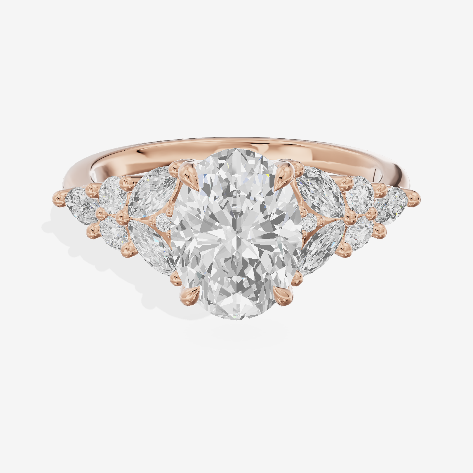 Tender Trueheart Oval Engagement Ring with Side Stones (1/2 ct. tw.) in 18K Rose Gold