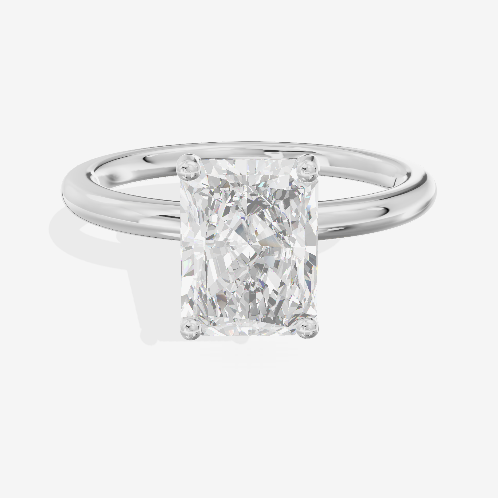 Tender 2mm Radiant Solitaire Engagement Ring in 14K White Gold