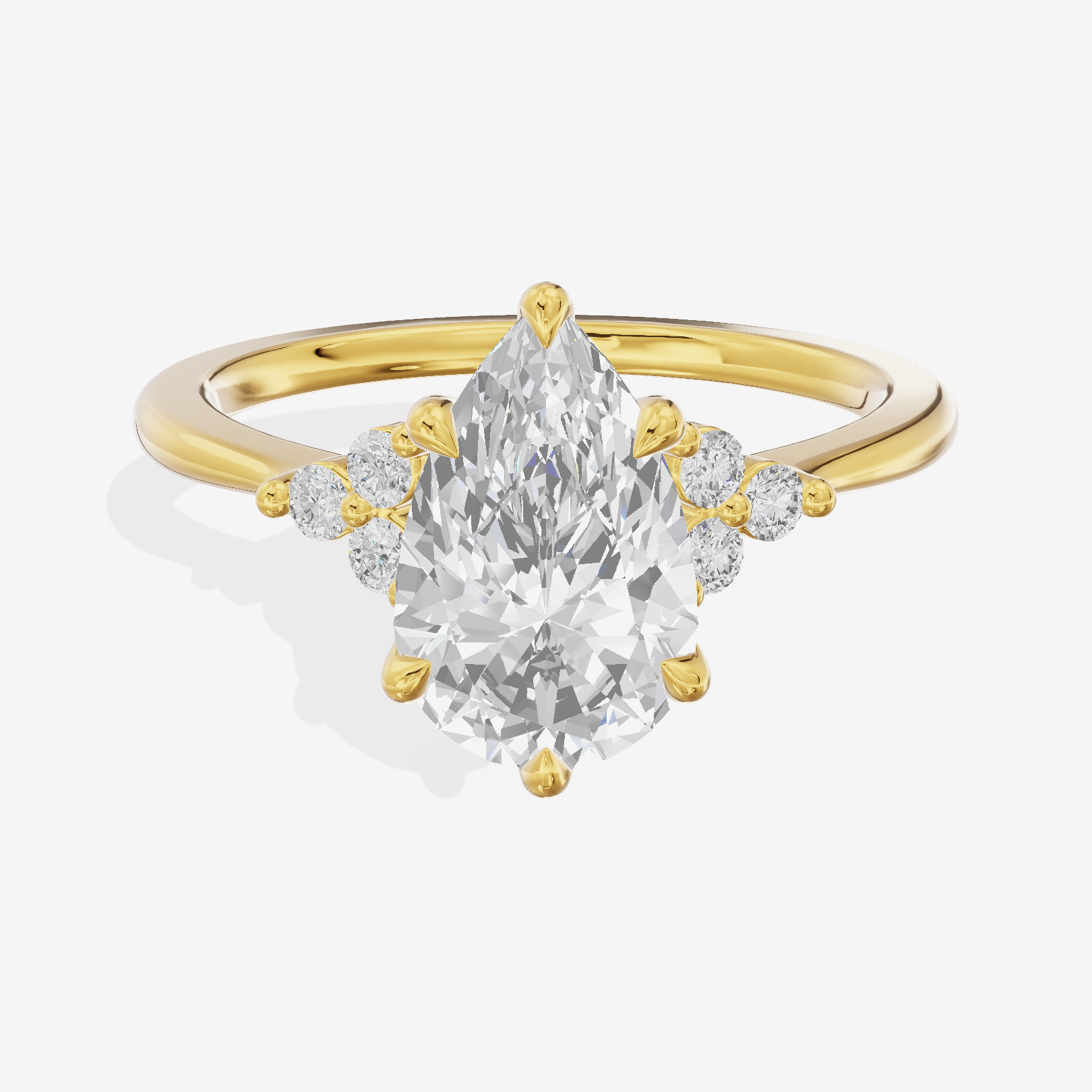 Modern Heartline Pear Engagement Ring with Side Stones (1/2 ct. tw.) in 18K Yellow Gold