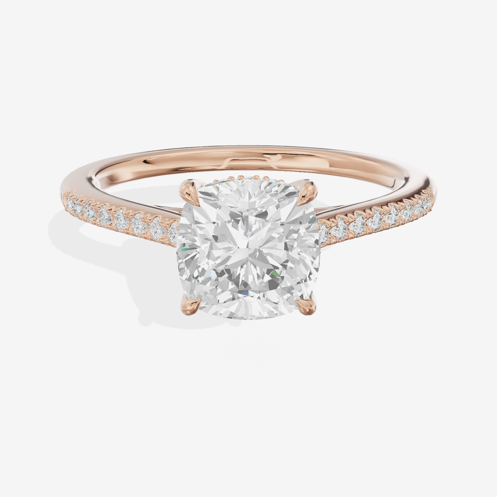 Twine Cushion Engagement Ring with Side Stones (7/8 ct. tw.) in 14K Rose Gold