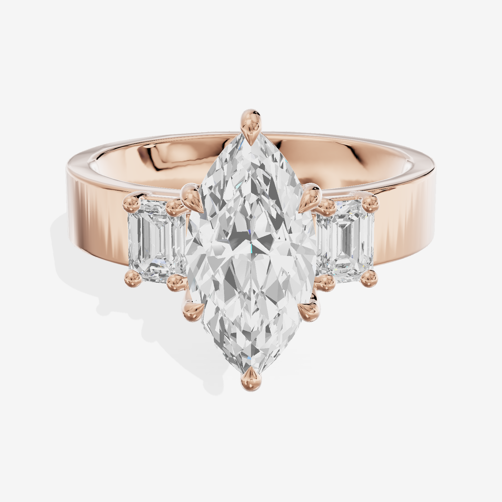 Vintage Vowsae Three Stone Marquise Engagement Ring (1/2 ct. tw.) in 18K Rose Gold