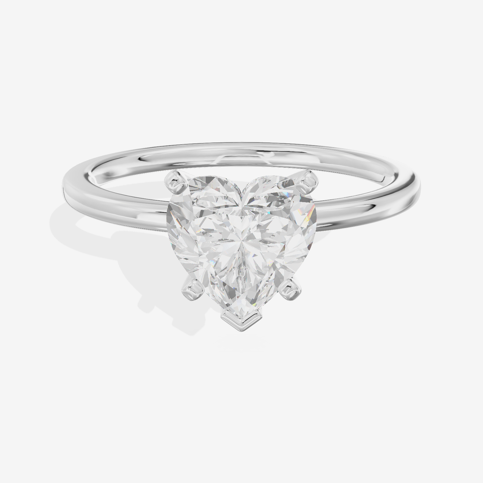 Petite Sincere 1.5mm Heart Six-Prong Engagement Ring in 18K White Gold