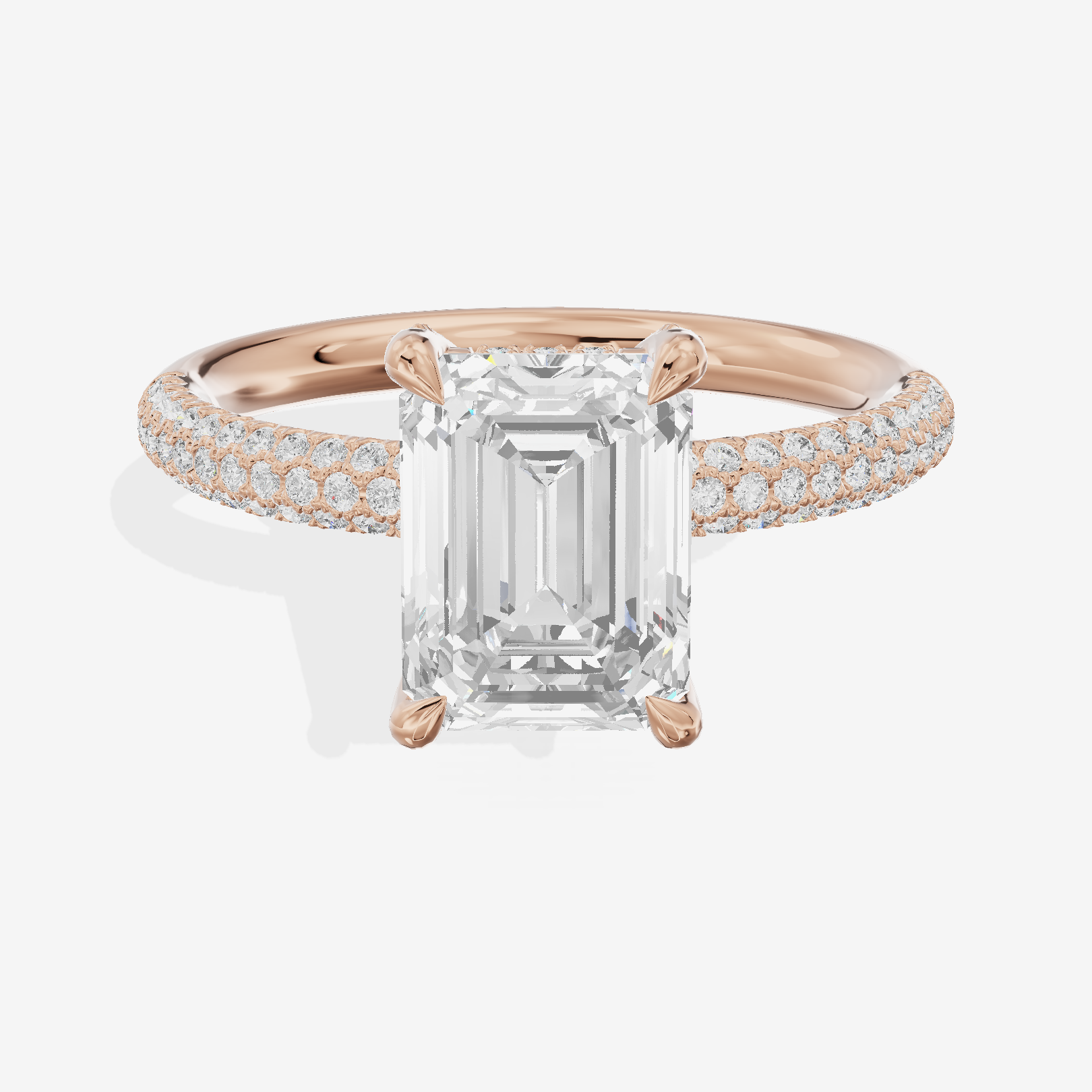 Whispered Lumera Emerald Engagement Ring with Side Stones (1/3 ct. tw.) in 18K Rose Gold