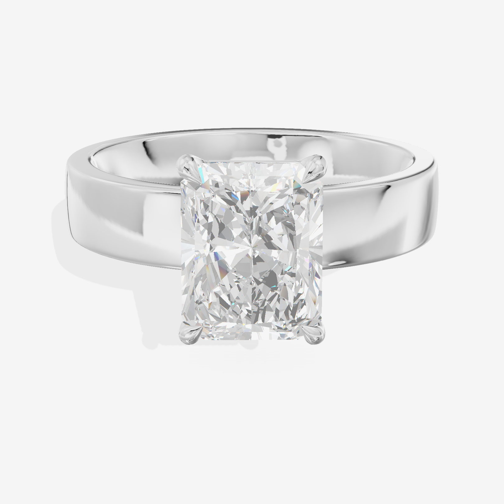 Hallowed Coeurine 4mm Radiant Solitaire Engagement Ring in 18K White Gold