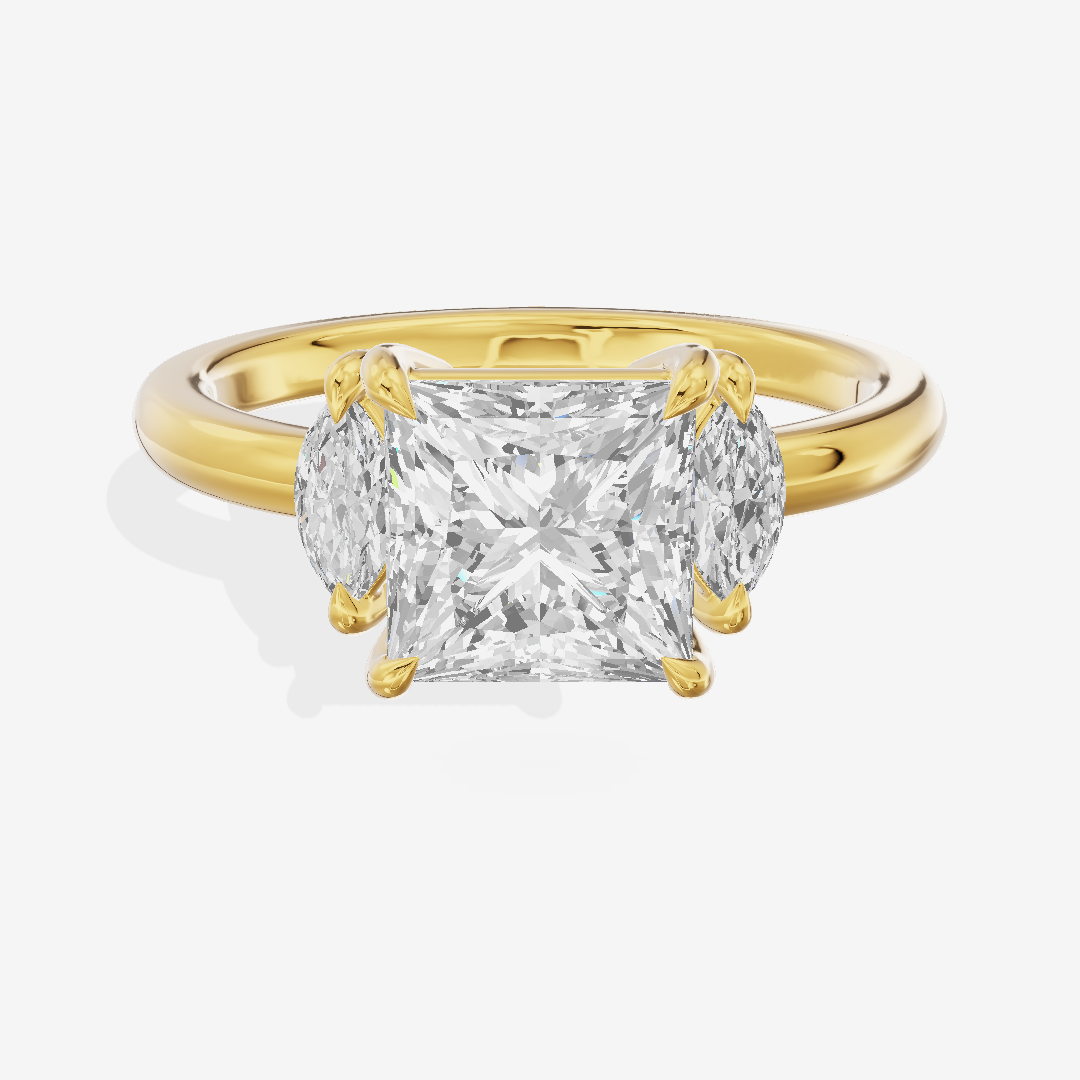Selenia Three Stone Princess Engagement Ring (1/2 ct. tw.) in 18K Yellow Gold