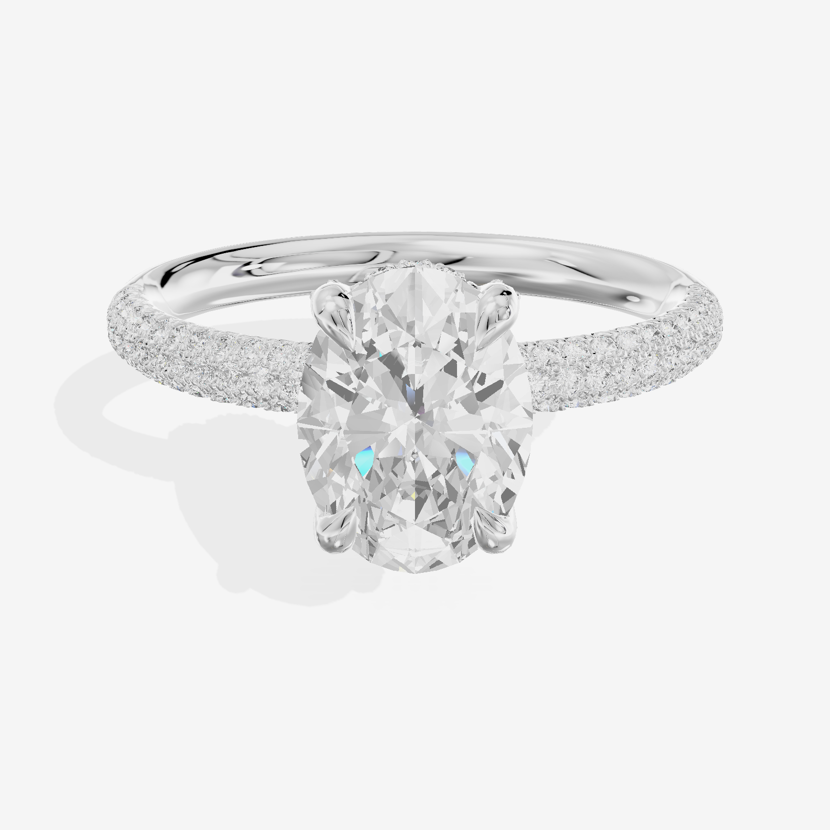 Whispered Lumera Oval Engagement Ring with Side Stones (1/3 ct. tw.) in 14K White Gold