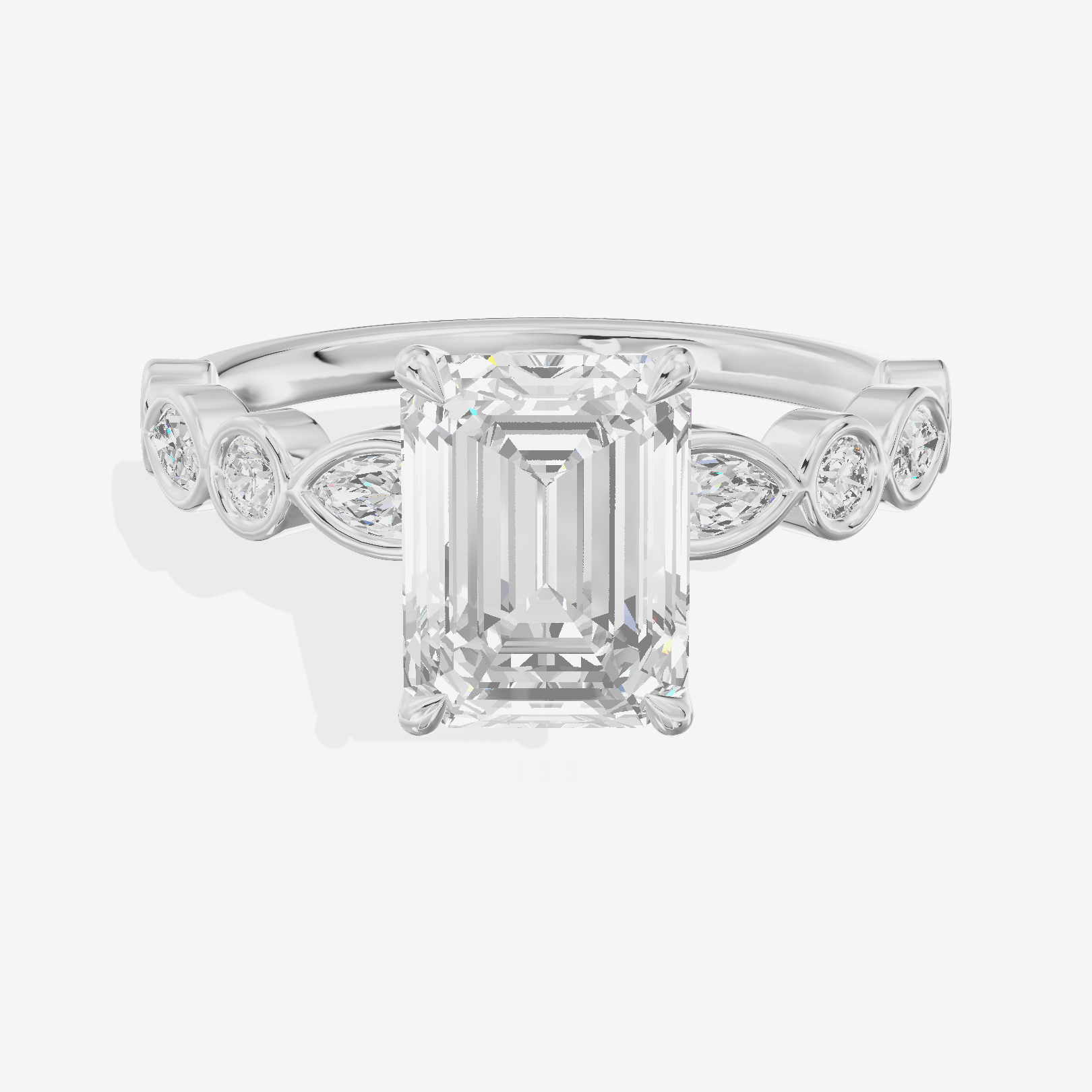 Tender Aurea Emerald Engagement Ring with Side Stones (1 ct. tw.) in 14K White Gold