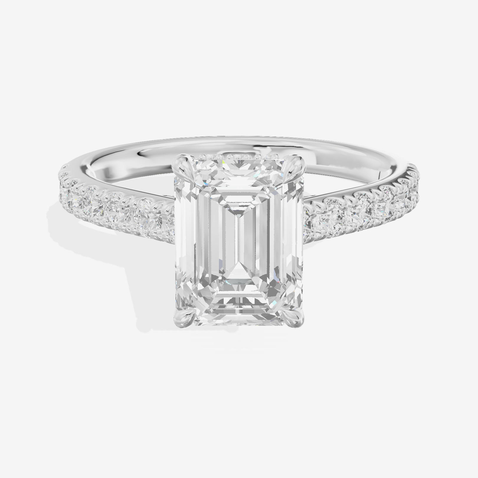 Grand Trueheart Emerald Engagement Ring with Side Stones (1/2 ct. tw.) in 14K White Gold