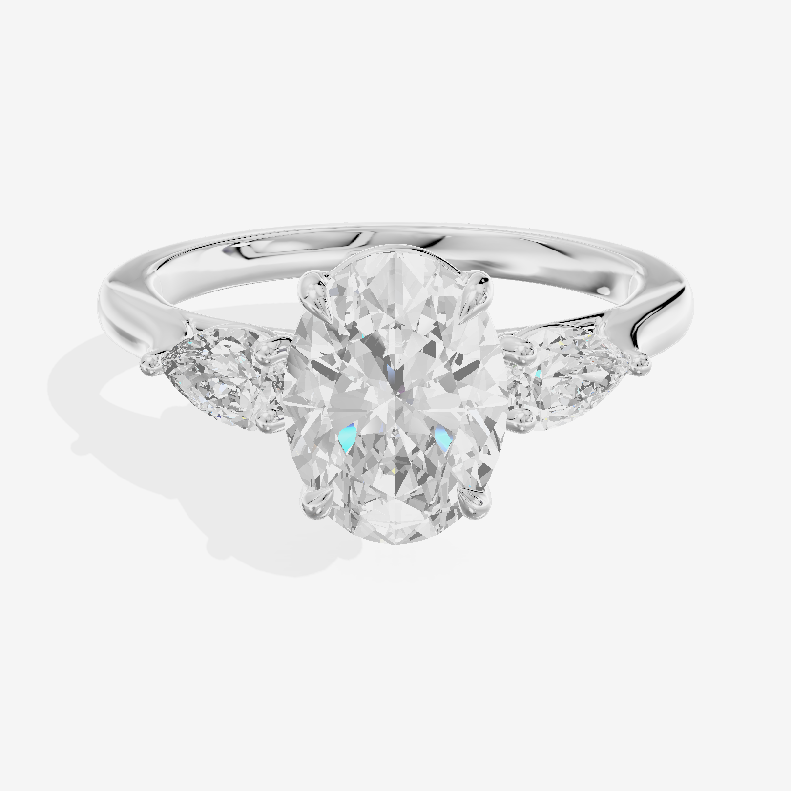 Classic Eversince Oval Engagement Ring with Side Stones (2/5 ct. tw.) in 18K White Gold