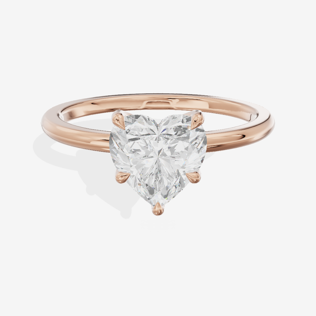 Sincere Cathedral 1.5mm Heart Six-Prong Engagement Ring in 18K Rose Gold