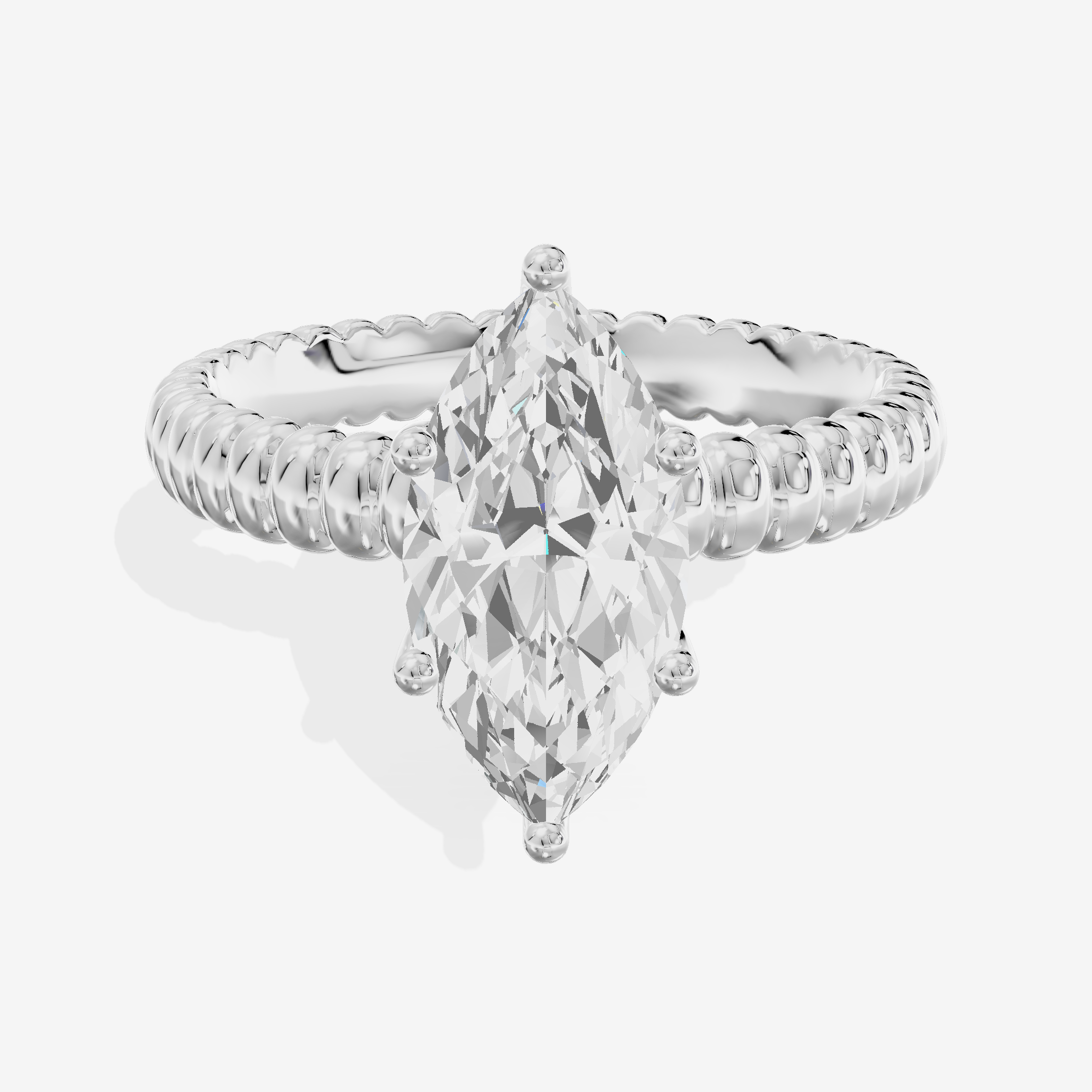 Lustrous Aimora 3mm Marquise Solitaire Engagement Ring in 14K White Gold