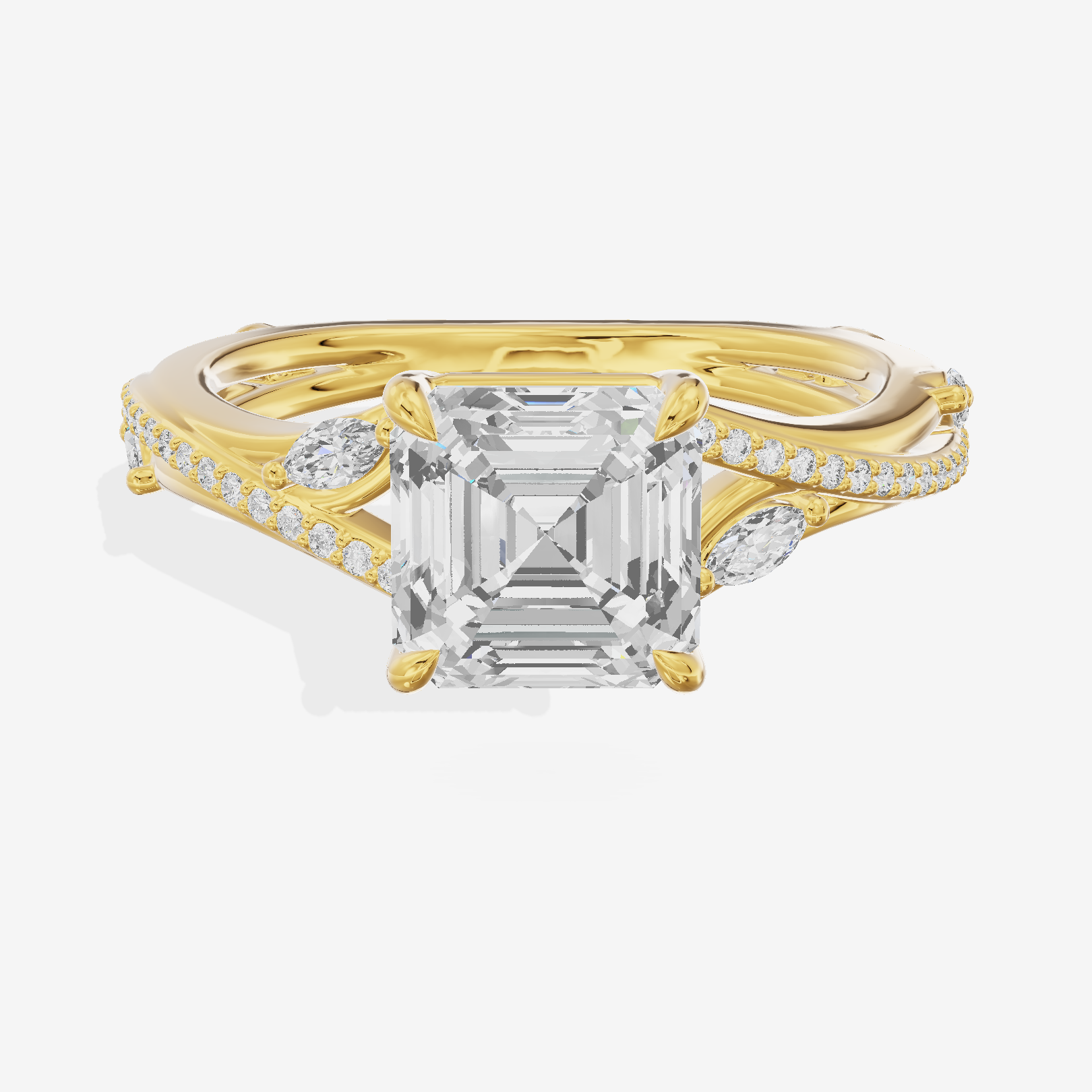 Twined Adorae Asscher Twisted Engagement Ring (1/4 ct. tw.) in 18K Yellow Gold