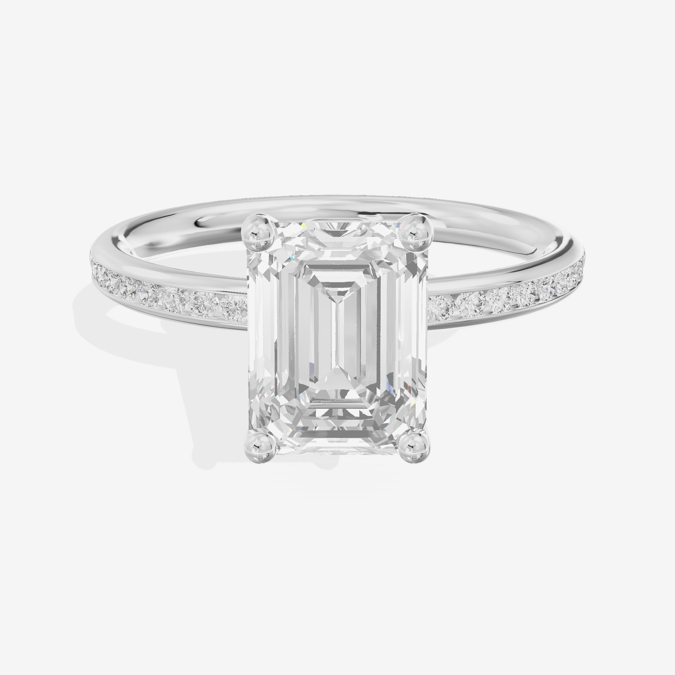 Classic Trellise Emerald Engagement Ring with Side Stones (1/8 ct. tw.) in Platinum