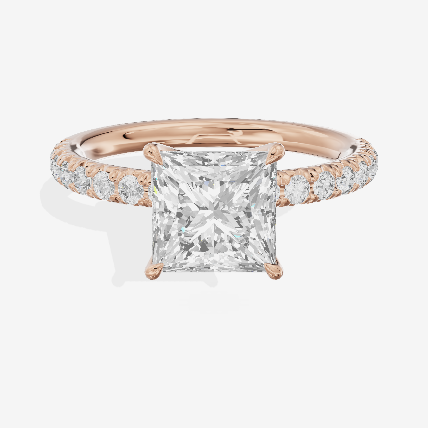 Modern Whisper Princess Engagement Ring with Side Stones (2/5 ct. tw.) in 18K Rose Gold