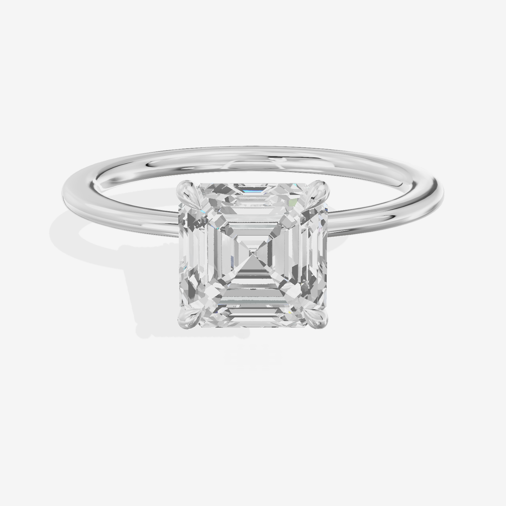 Adorae Halo Asscher Engagement Ring (1/15 ct. tw.) in 18K White Gold