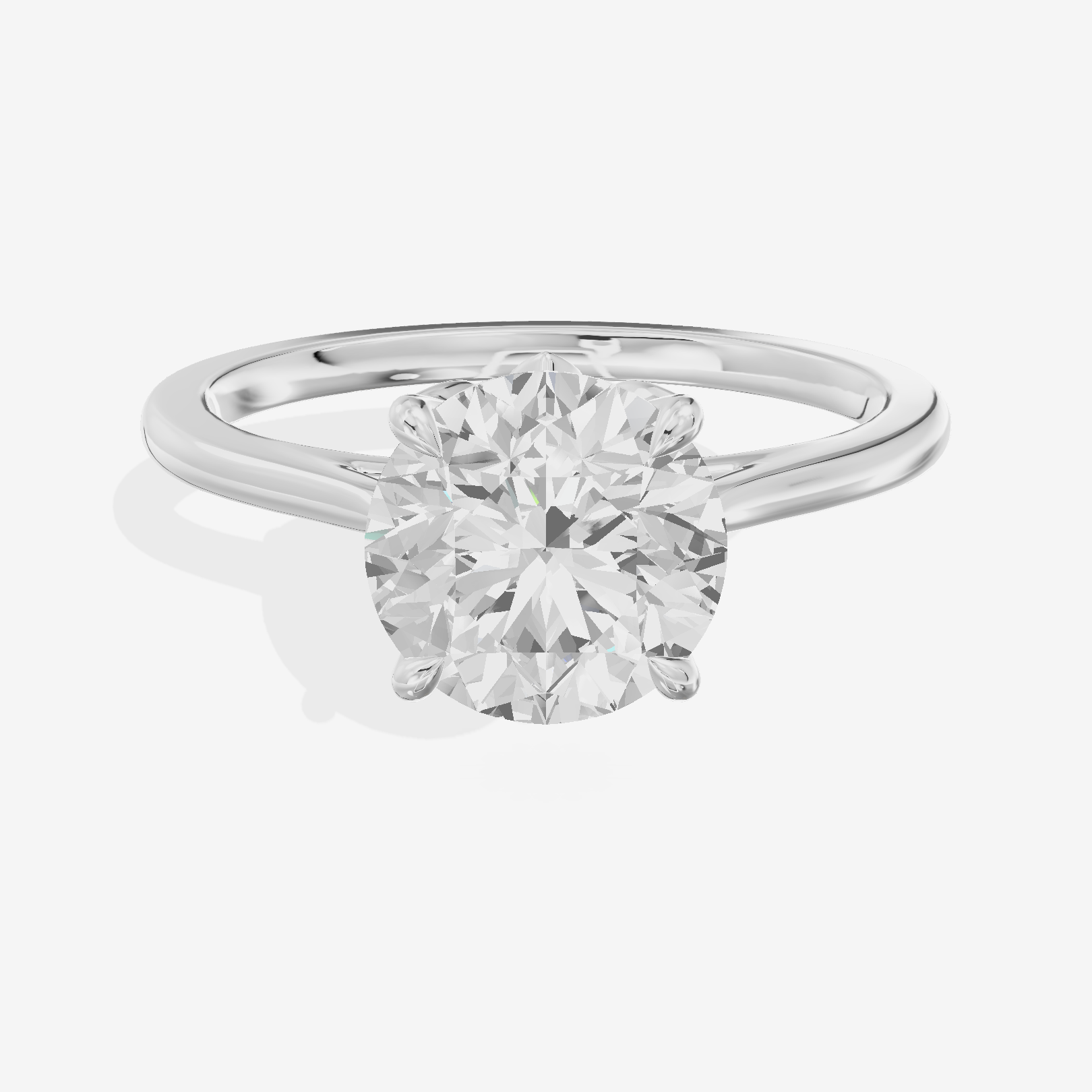 Coeurine Cathedral 1.5mm Round Solitaire Engagement Ring in 14K White Gold