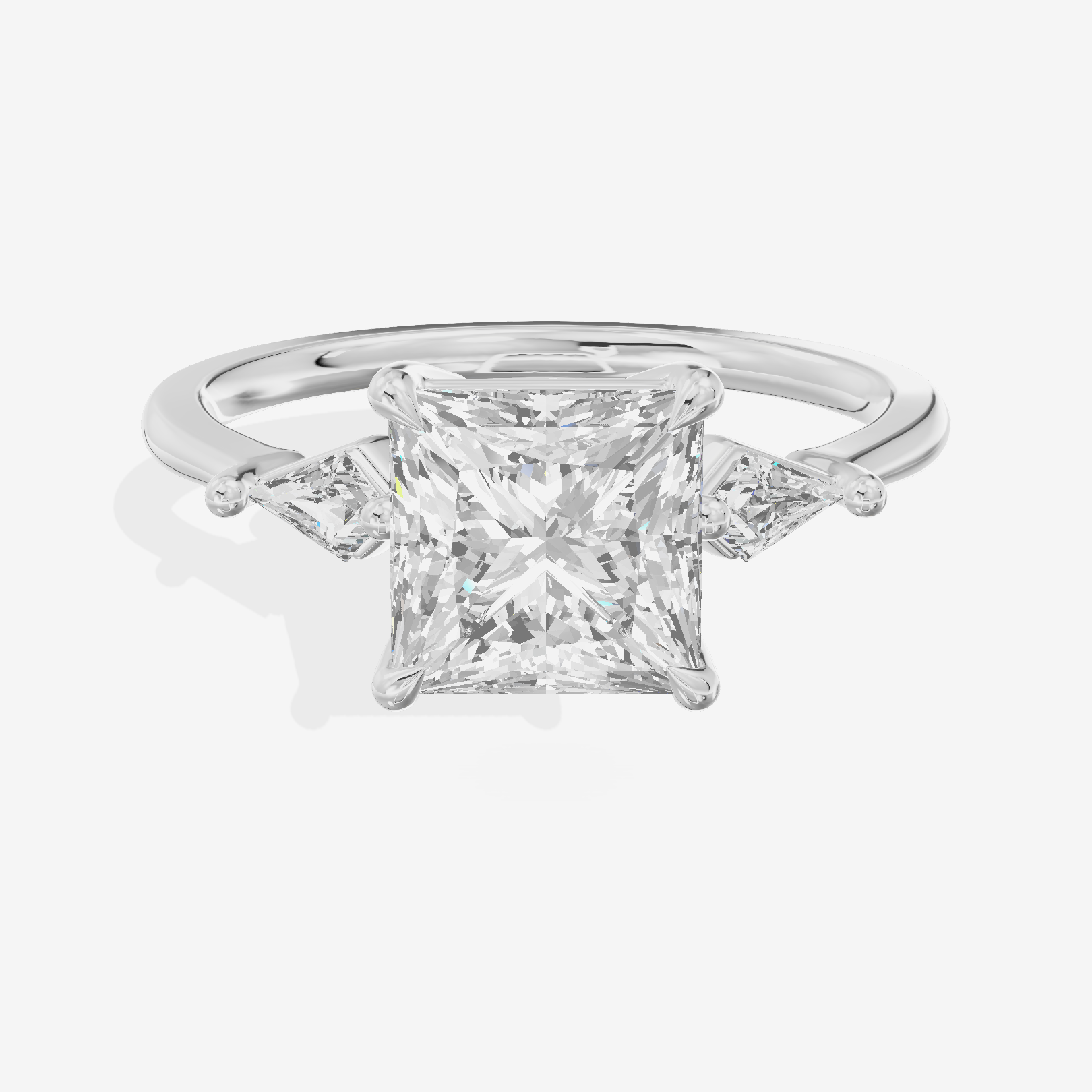 Whispered Triade Princess Three Stone Engagement Ring (1/10 ct. tw.) in Platinum