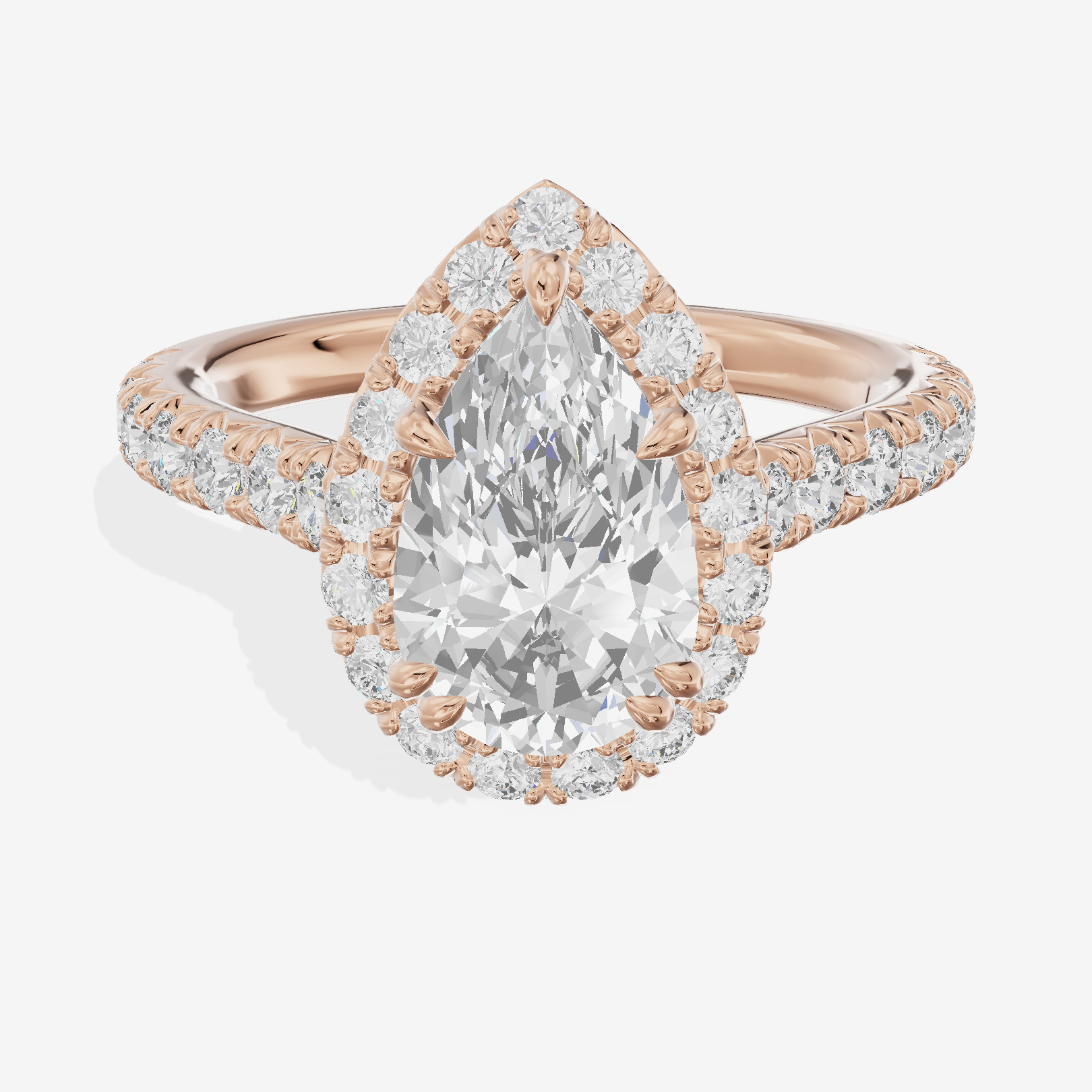 One of One Halo Pear Engagement Ring (3/4 ct. tw.) in 14K Rose Gold