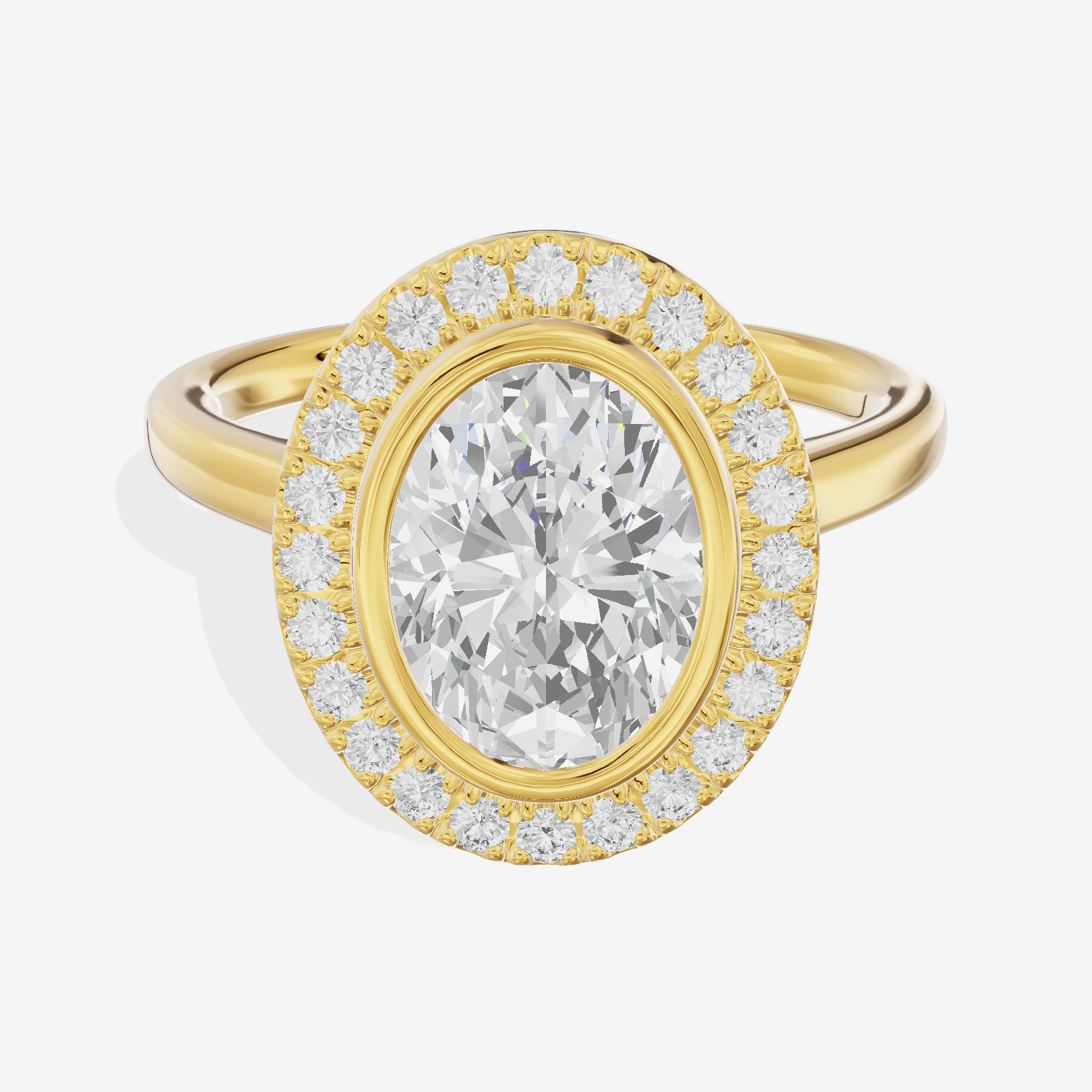Trellise Halo Oval Engagement Ring (1/4 ct. tw.) in 18K Yellow Gold