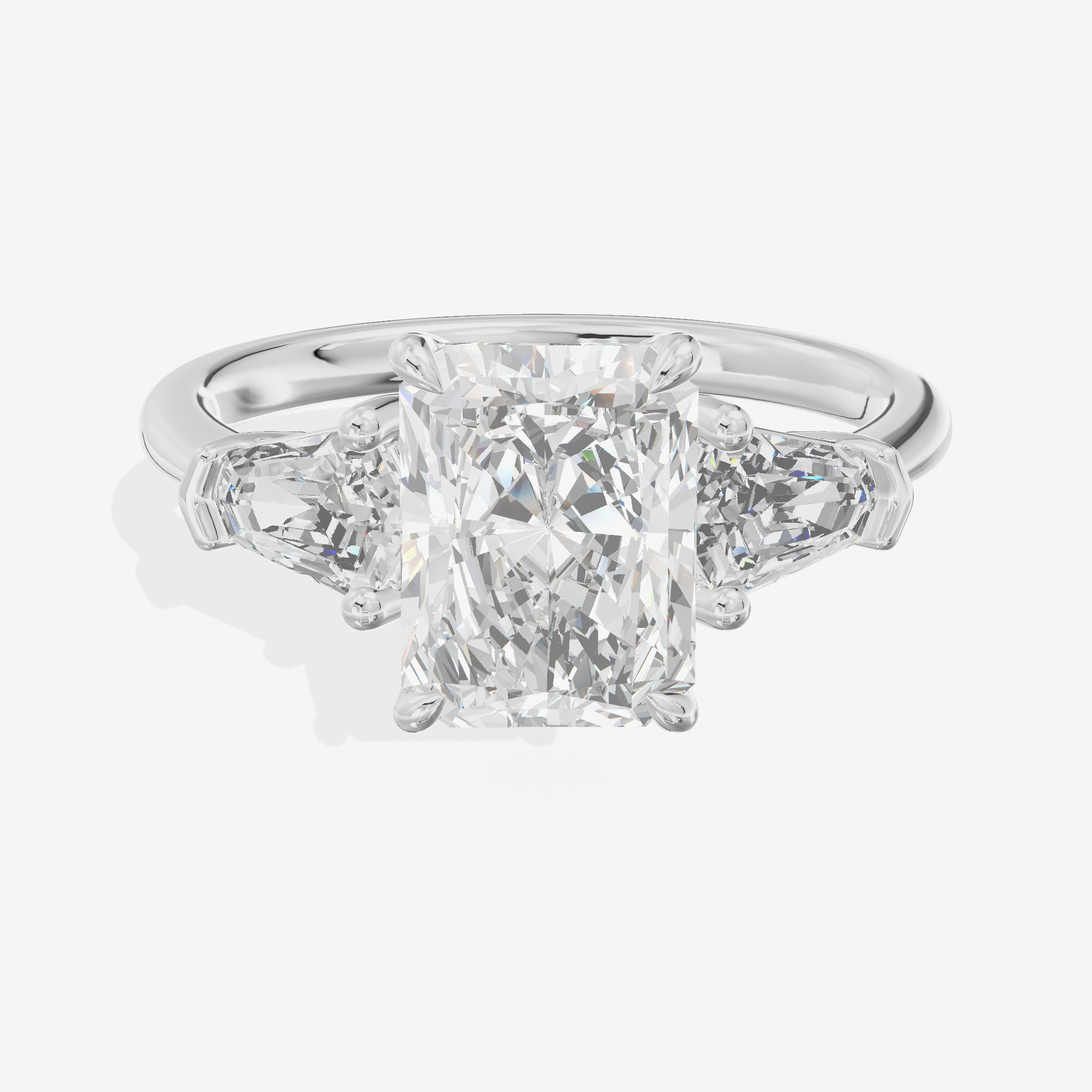 Classic Mirth Radiant Three Stone Engagement Ring (1/2 ct. tw.) in 14K White Gold