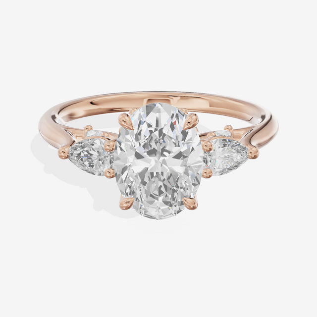 Classic Vowsae Three Stone Oval Engagement Ring (3/5 ct. tw.) in 14K Rose Gold